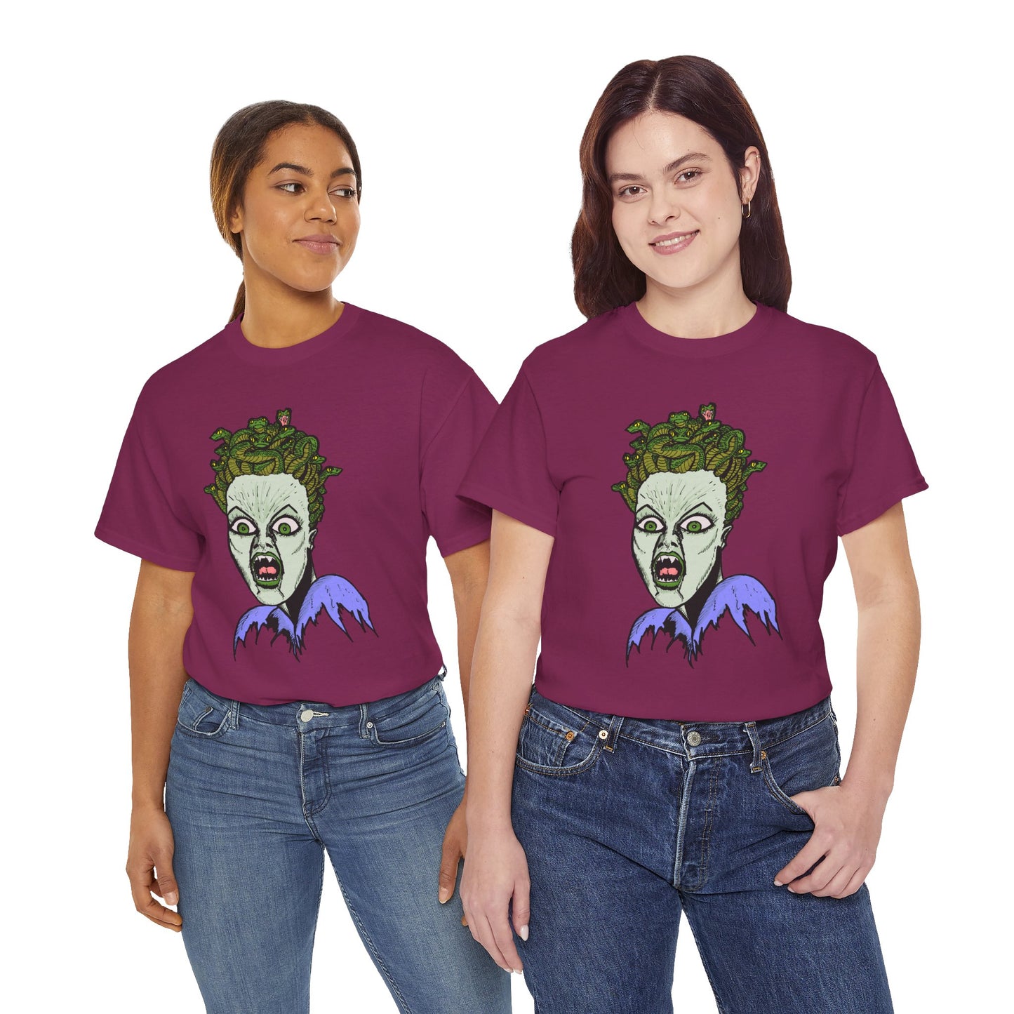 Spooky Medusa Unisex Heavy Cotton Tee - Perfect for Halloween, Horror Fans, Casual Wear, Party Outfits, Graphic Tees