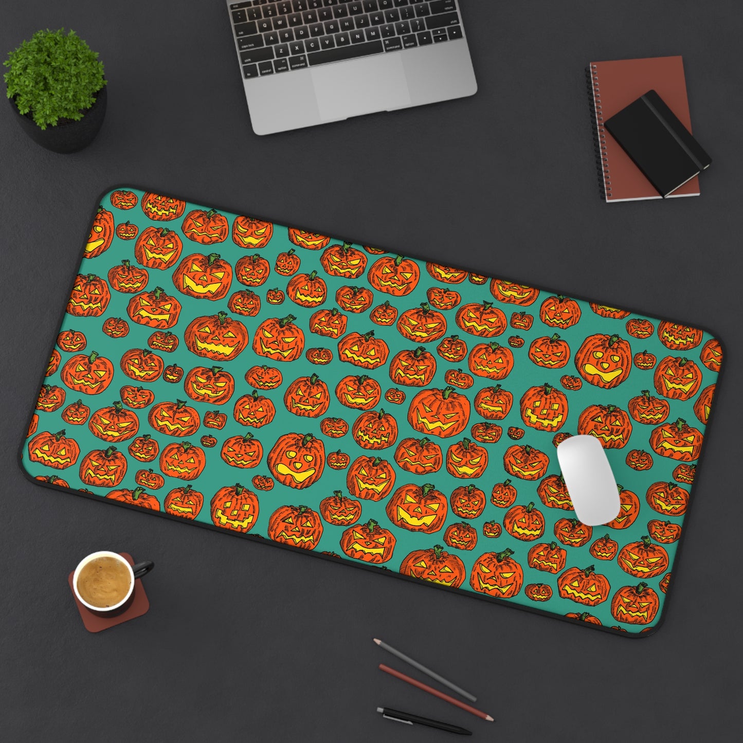 Halloween Pumpkin Desk Mat, Spooky Office Decor, Fall Workspace Accessory, Seasonal Gift, Pumpkin Patch Desk Pad
