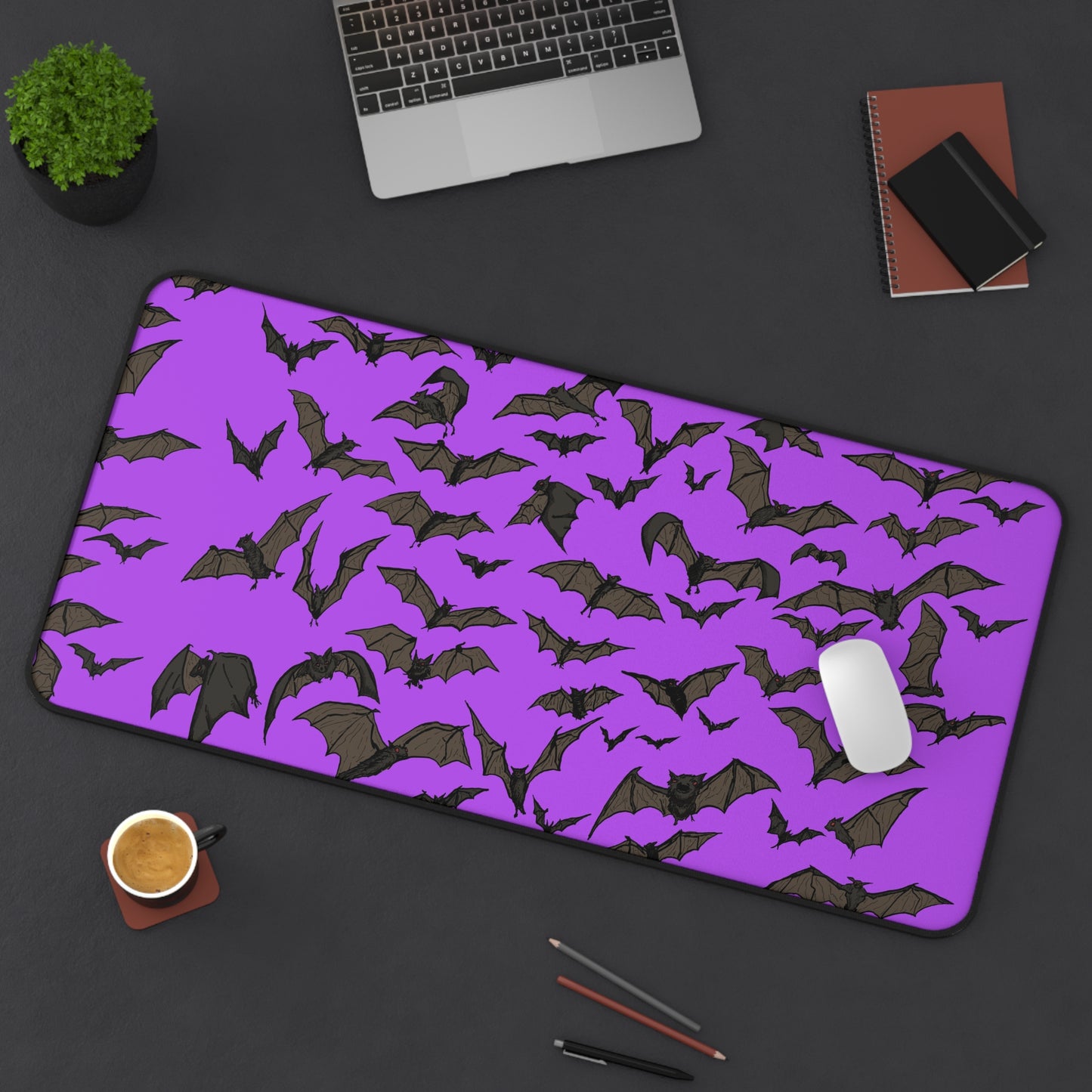 Halloween Bat-Themed Desk Mat, Spooky Game Mat, Home Office Decor, Perfect for Halloween Parties, Unique Gift for Bat Lovers