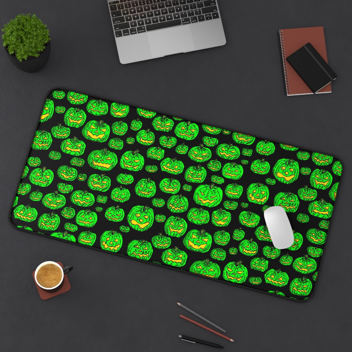 Halloween Pumpkin Desk Mat, Spooky Desk Decor, Office Accessories, Gamer Gift, Fall Home Office