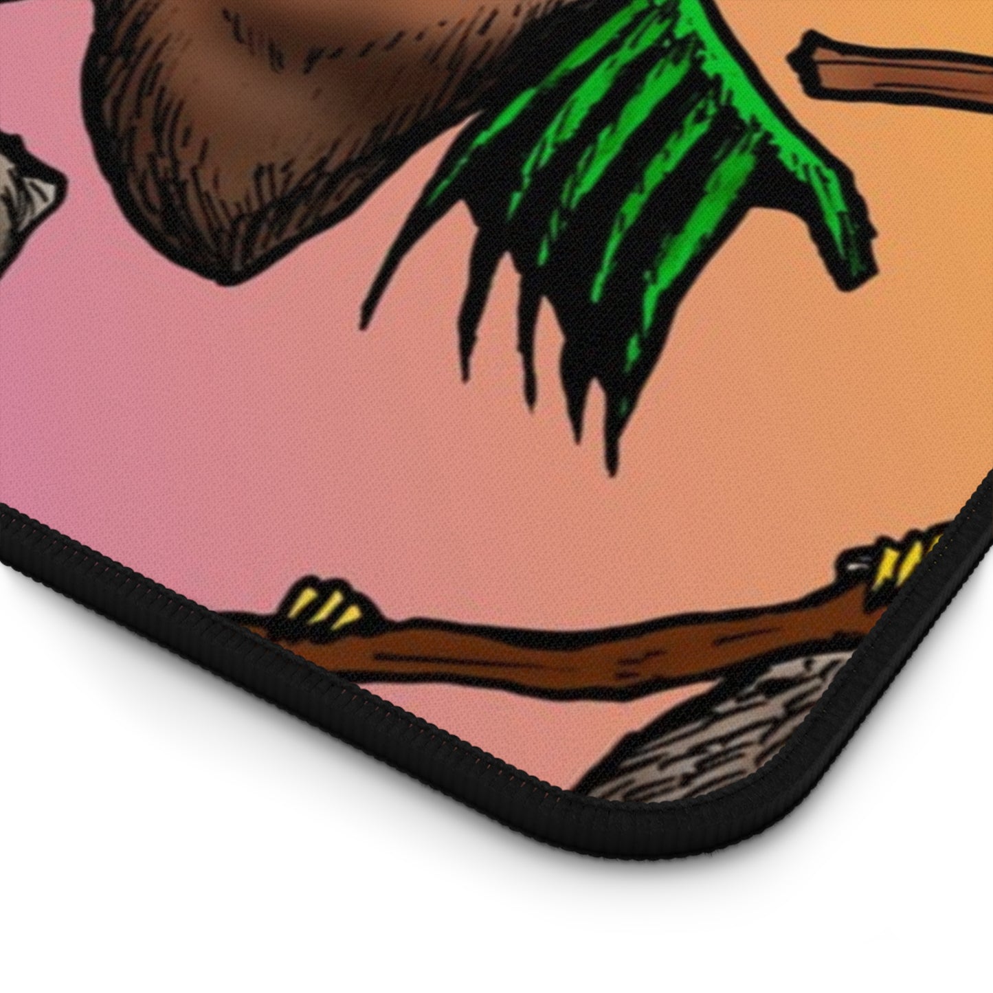 Colorful Sloth Pattern Desk Mat — Rainbow Gradient Mouse Pad for Cute Workspaces