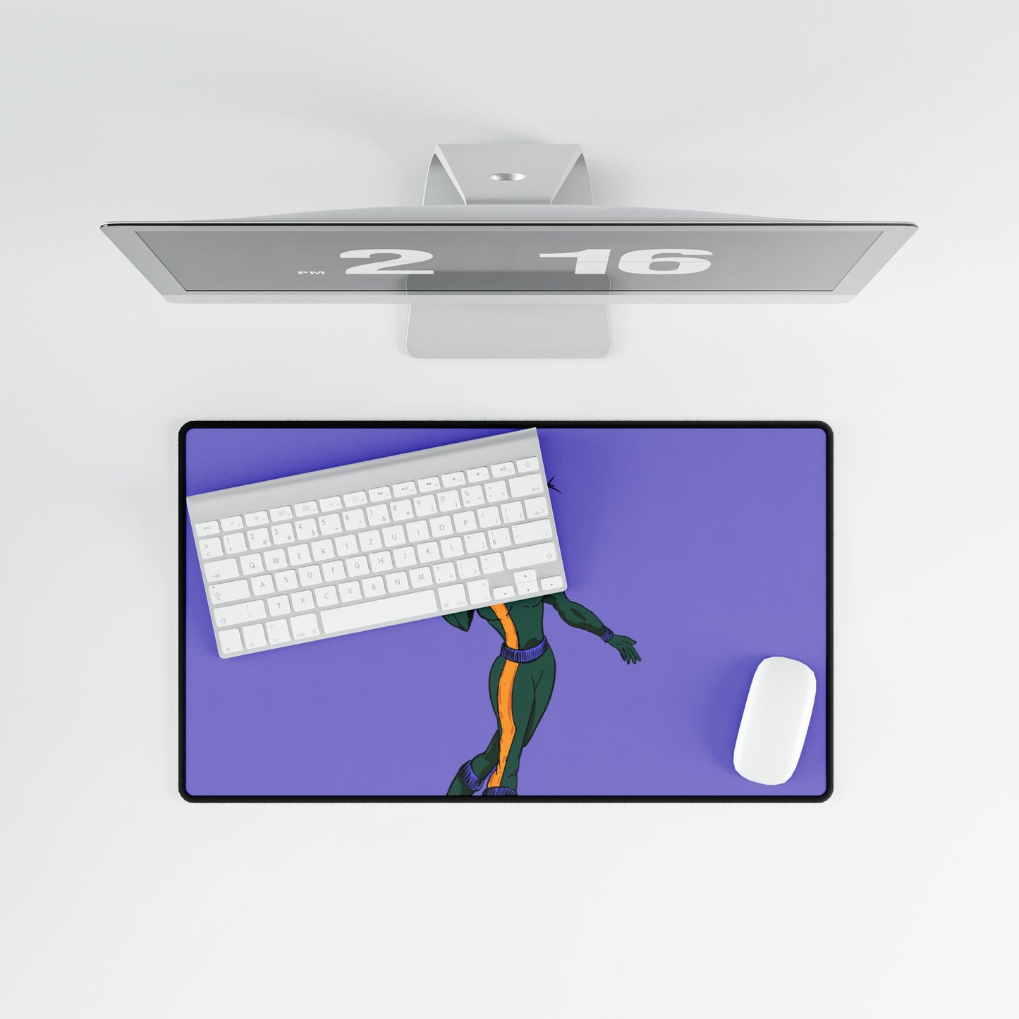 Purple Sci‑Fi Hero Desk Mat – Gamer Mouse Pad with Futuristic Female Character