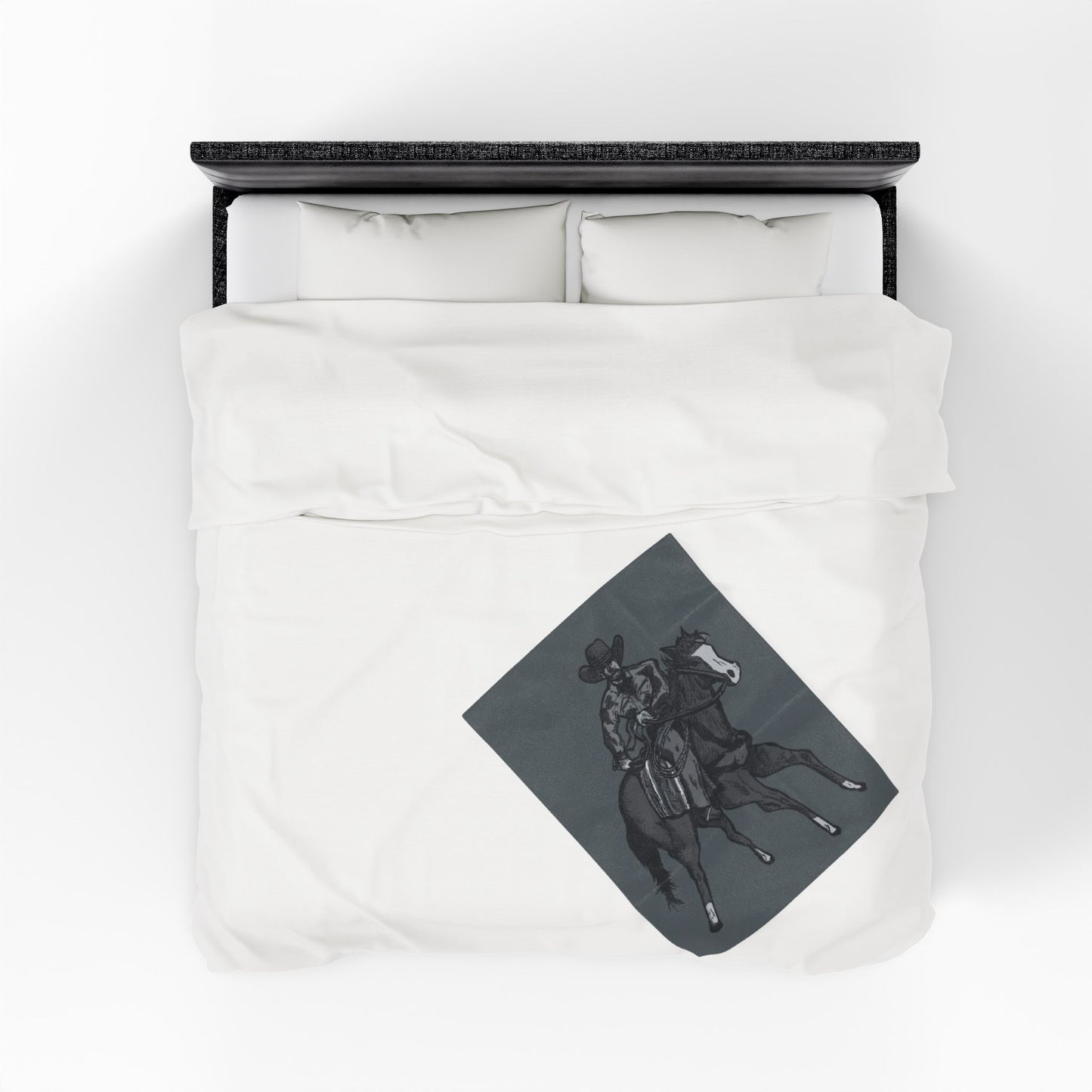 Cowboy Horse Velveteen Plush Blanket – Western Rodeo Throw for Horse Lovers
