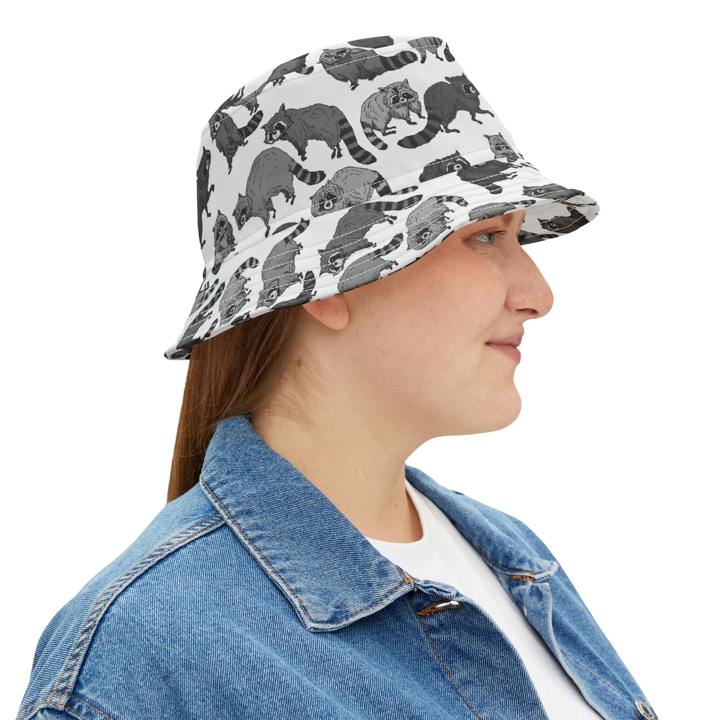 Raccoon Pattern Bucket Hat - Trendy Summer Accessory, Gift for Animal Lovers, Outdoor Festivals, Beach Days, Stylish Headwear