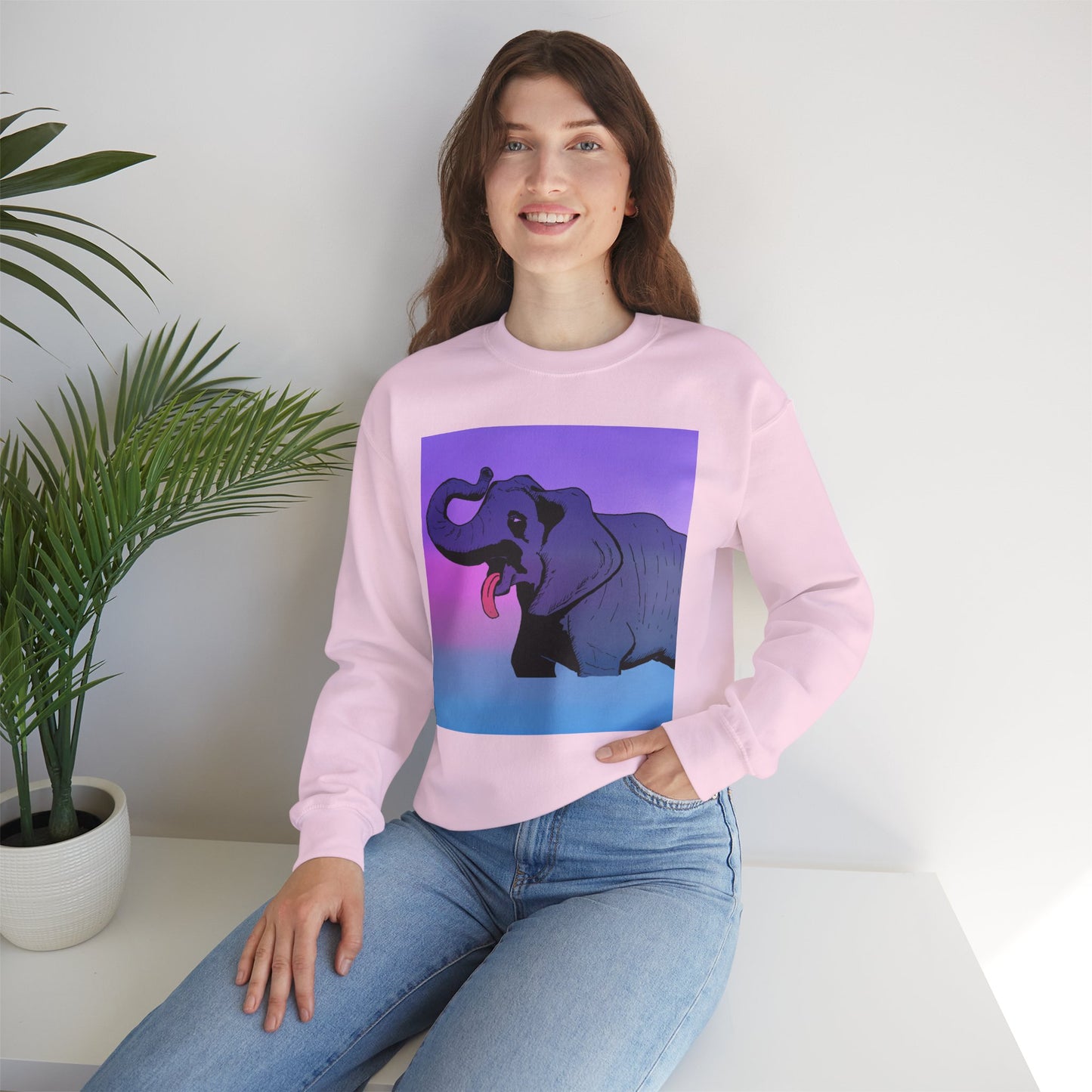 Elephant Art Unisex Crewneck Sweatshirt – Vibrant and Cozy Statement Piece