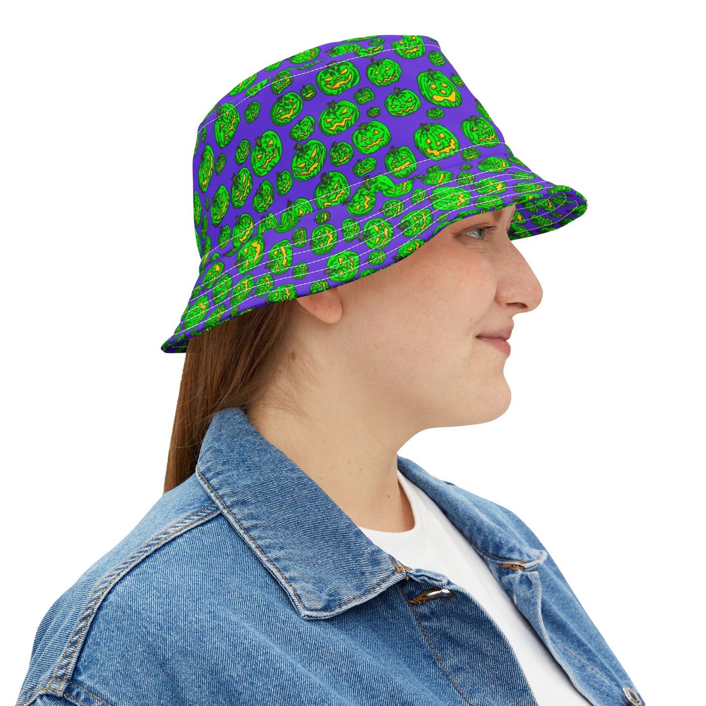 Vibrant Halloween Bucket Hat, Fun Fall Accessory, Trendy Pumpkin Hat, Festival Gear, Unique Costume Hat