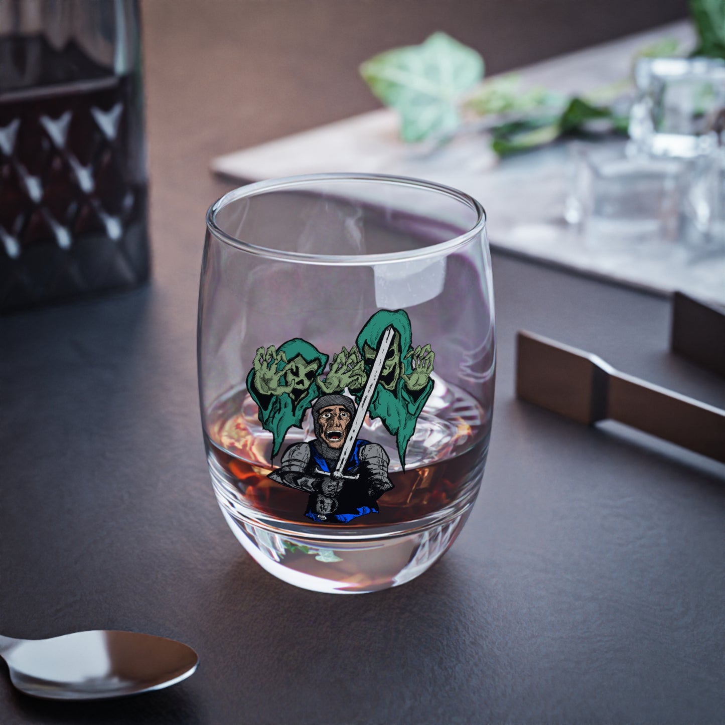 Funny Whiskey Glass - Gaming Theme with Knight Fright Design