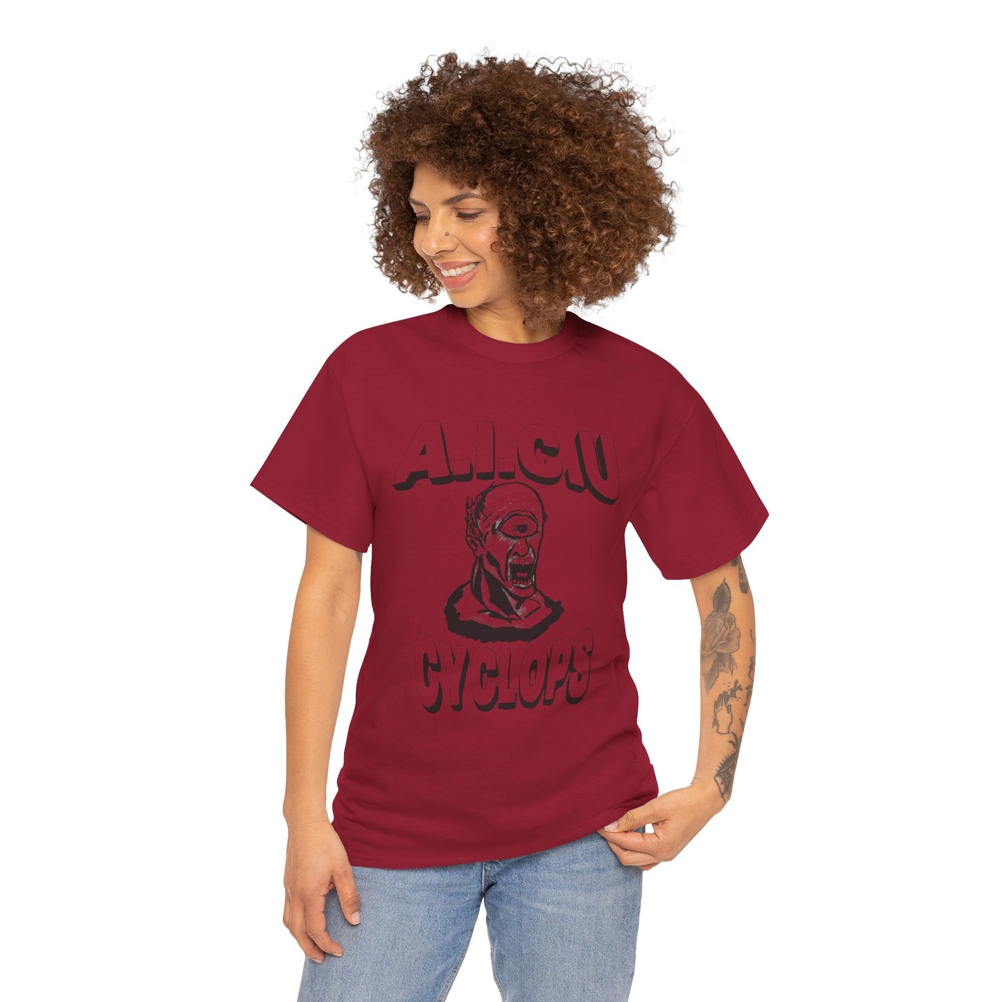 Graphic Unisex Tee - Fake AICU University Cyclops Mascot Mythology Shirt