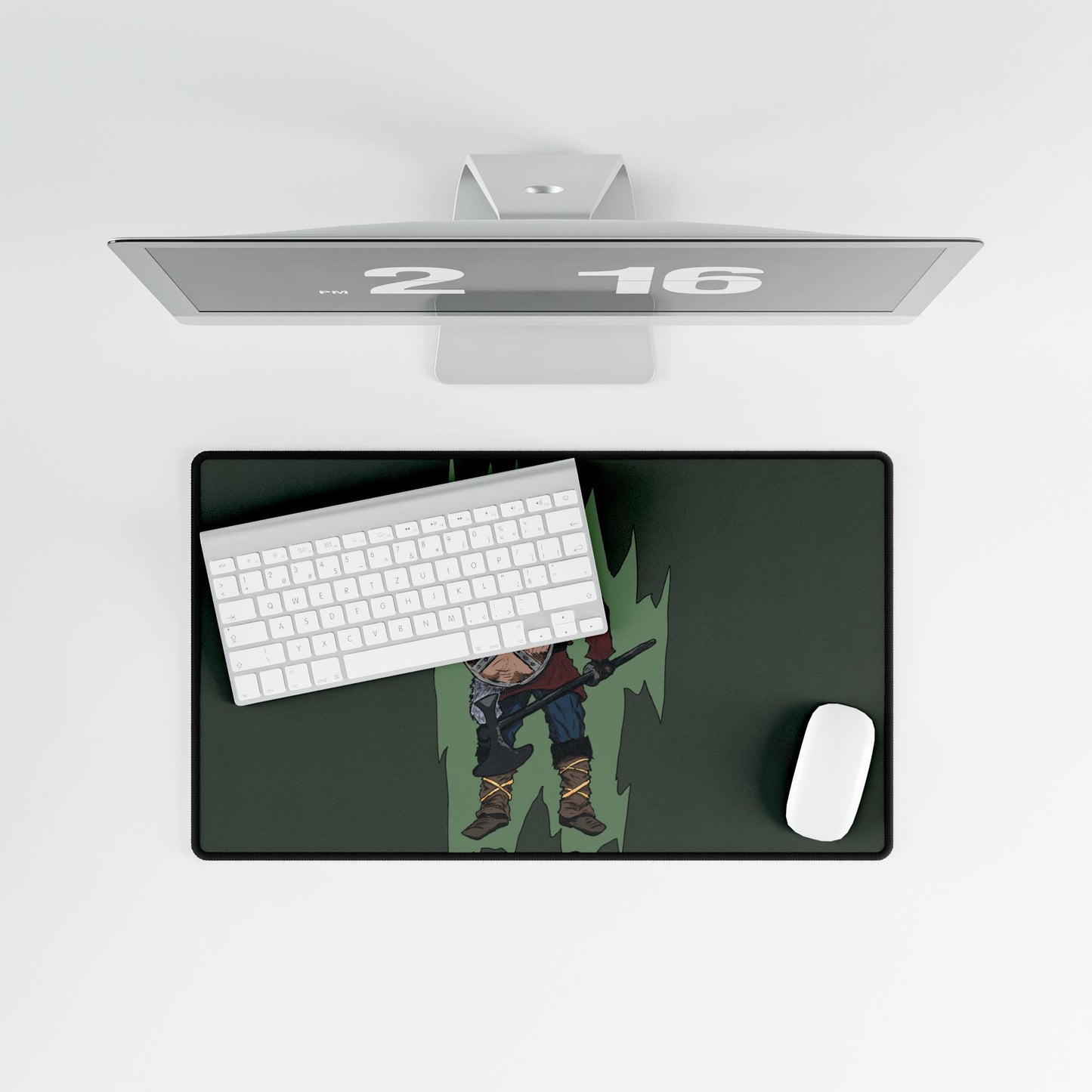 Viking Warrior Desk Mat — Nordic Shield & Axe Gaming Mouse Pad