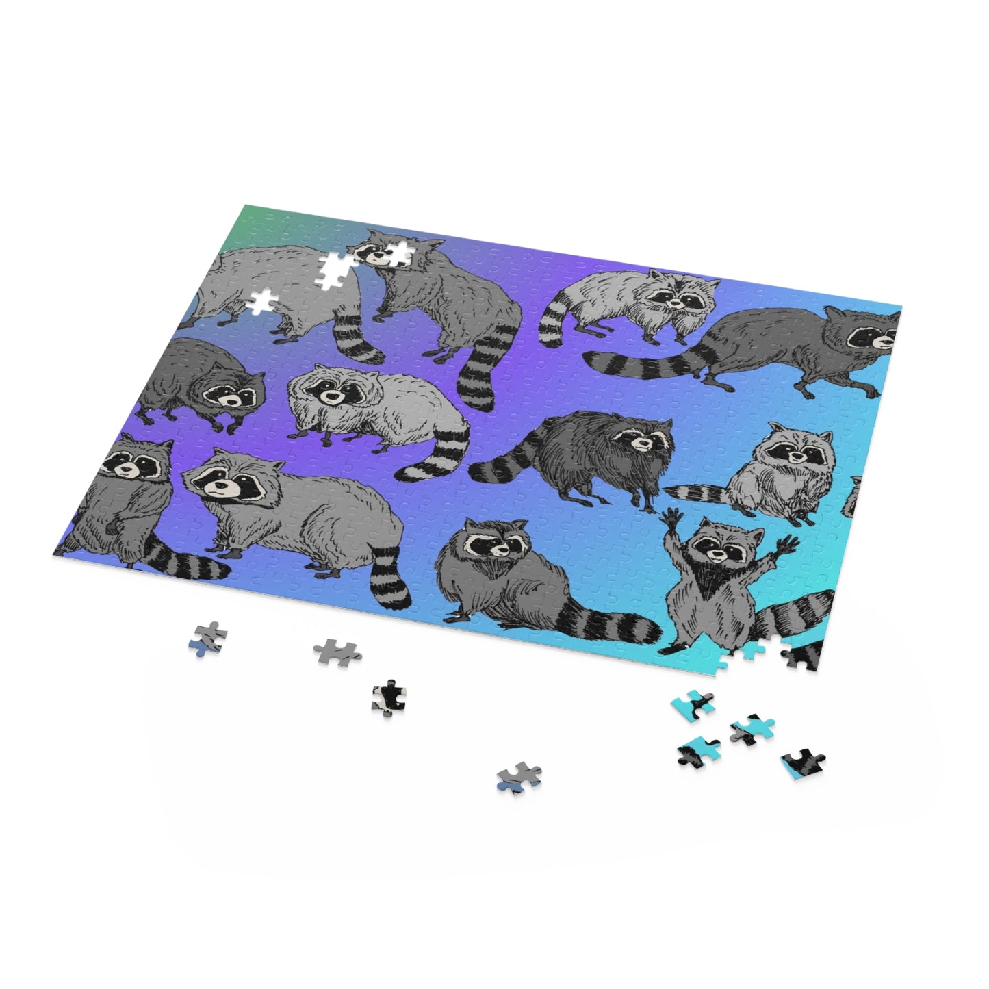 Raccoon Pattern Puzzle — Cute Raccoon Jigsaw (120/252/500 Piece)