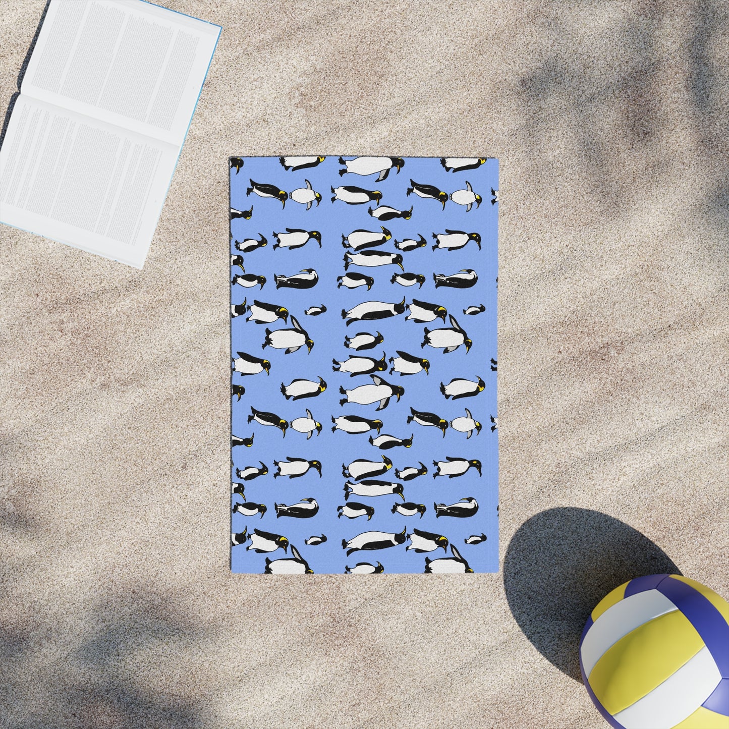 Rookery of Penguins - Antarctic Blue - Beach Towel