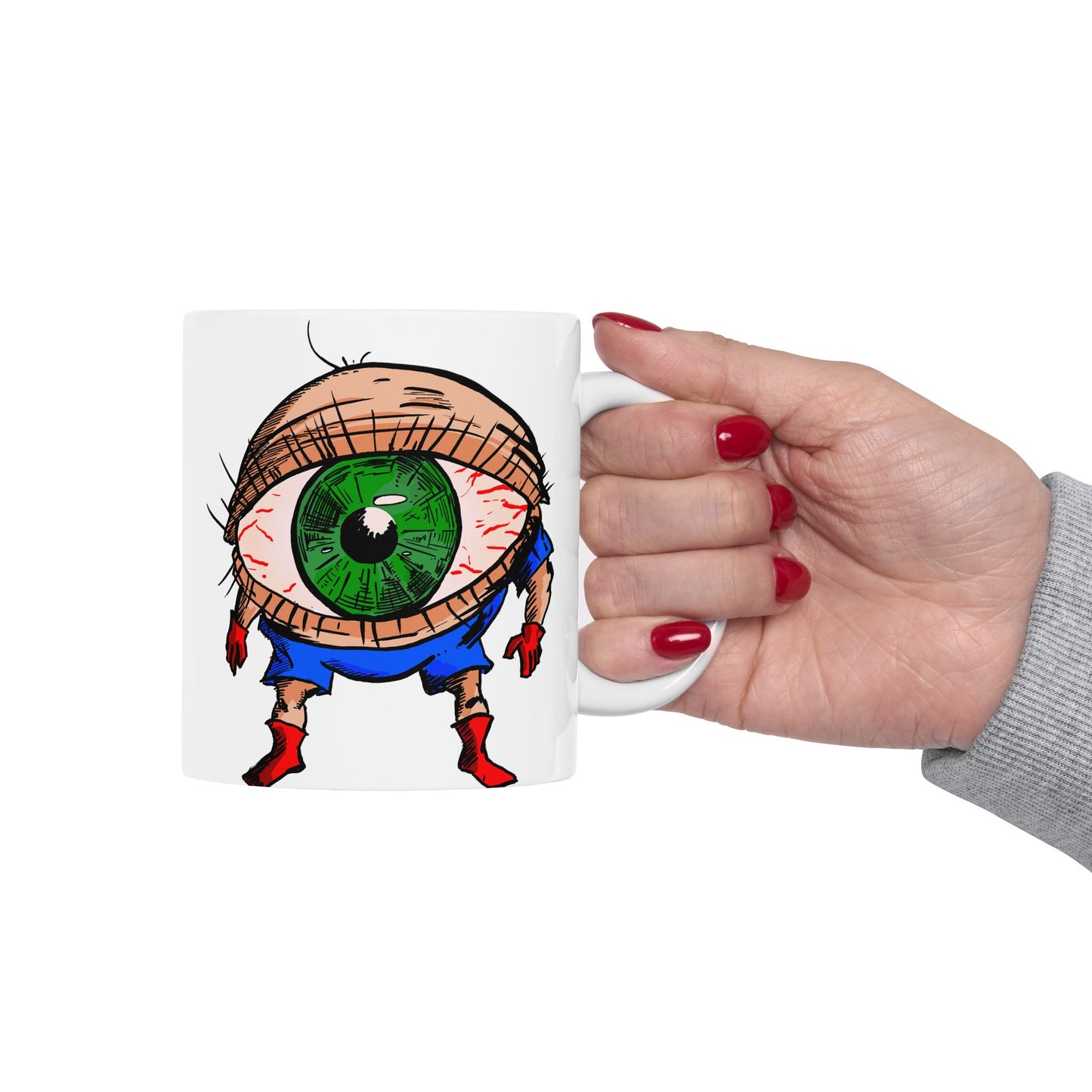 Terrif-EYE-ing Funny Ceramic Mug - Quirky Cartoon Design for Coffee Lovers