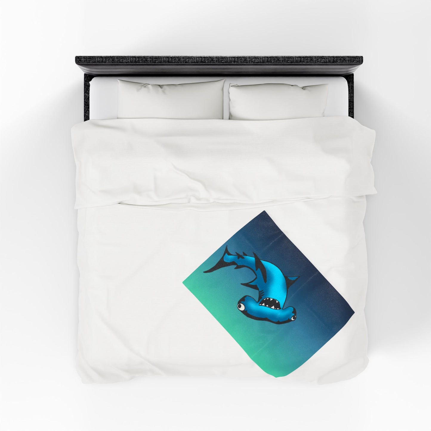 Harley Hammerhead Shark Velveteen Plush Blanket — Cute Ocean Animal Throw for Kids & Beach Lovers