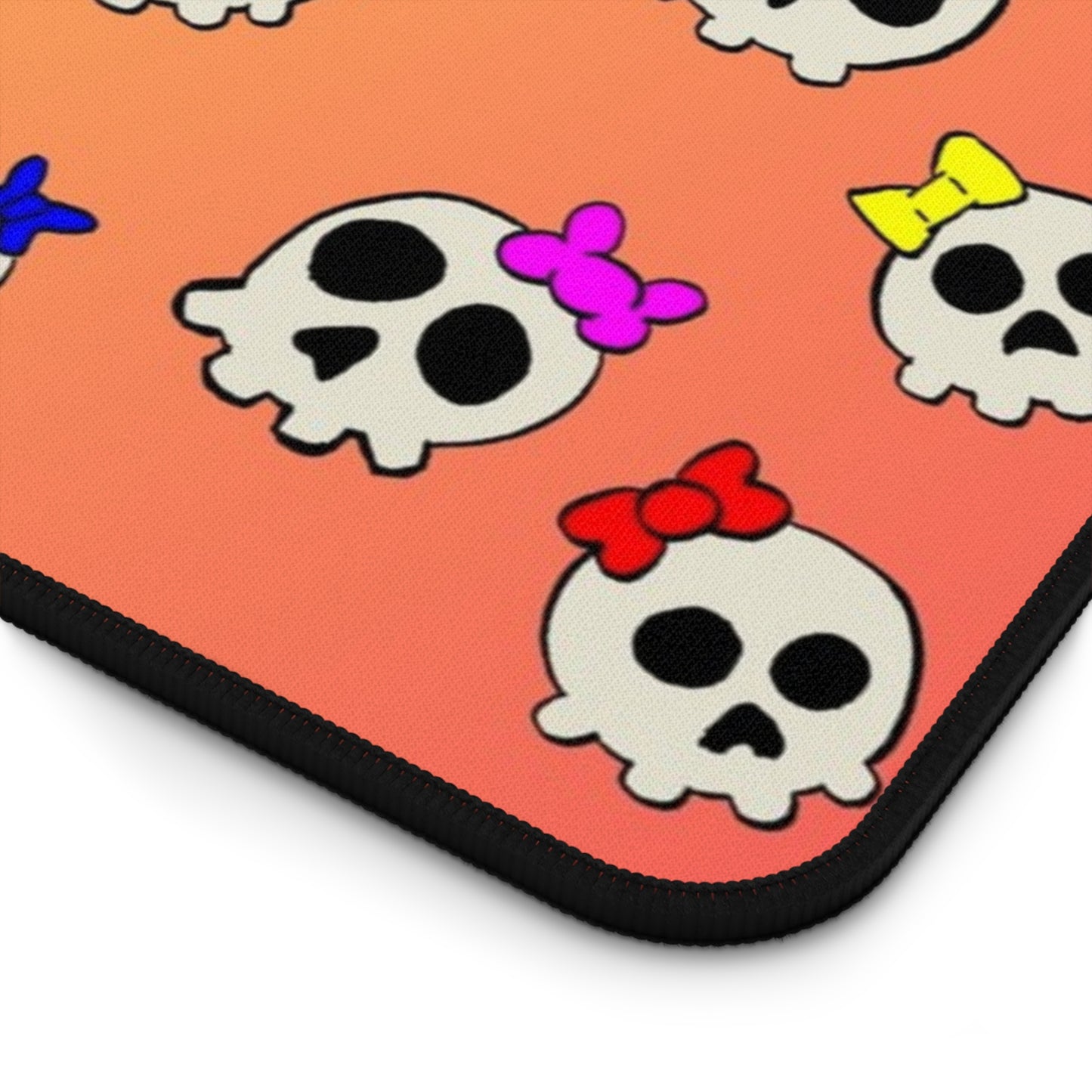 Delightfully Cute Skulls Pattern Rainbow Desk Mat — Cute Kawaii Gothic Mouse Pad
