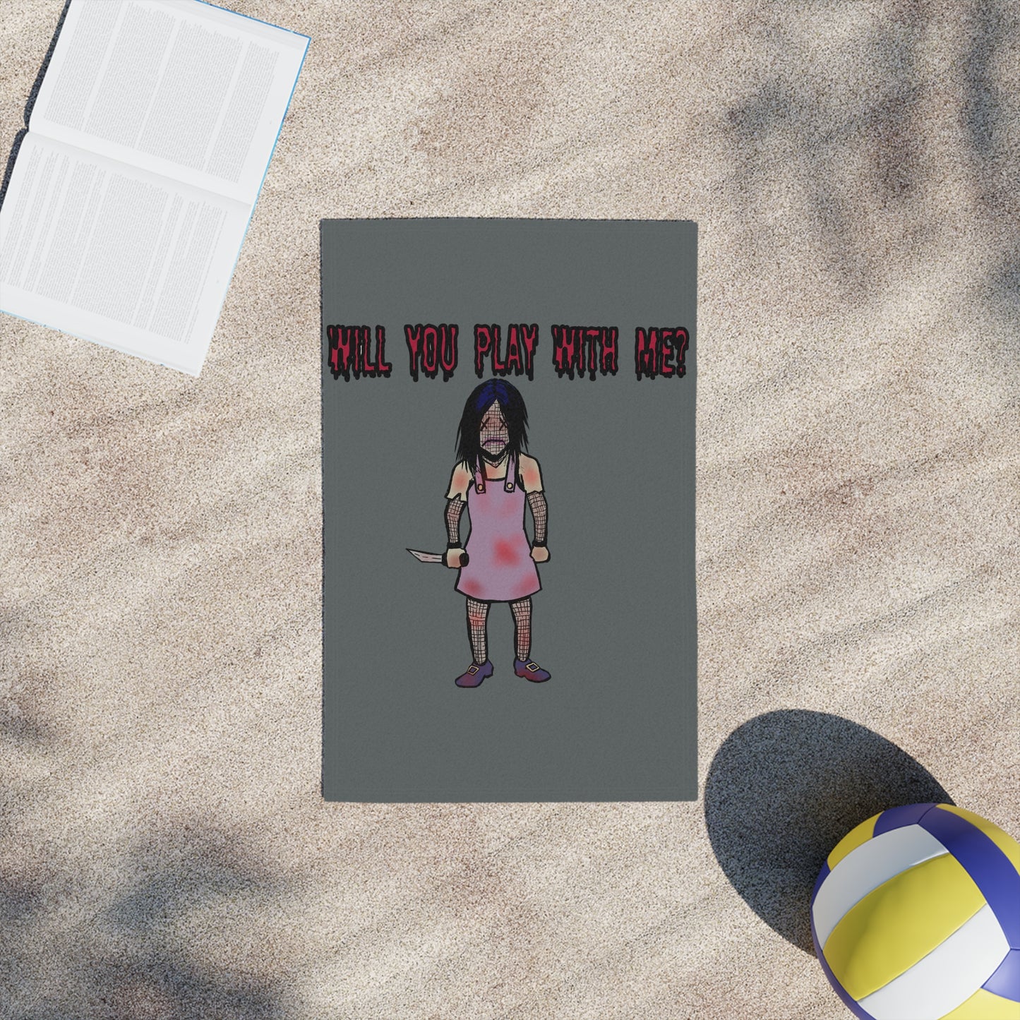 Wanna Play With Me? - Evil Doll - Beach Towel