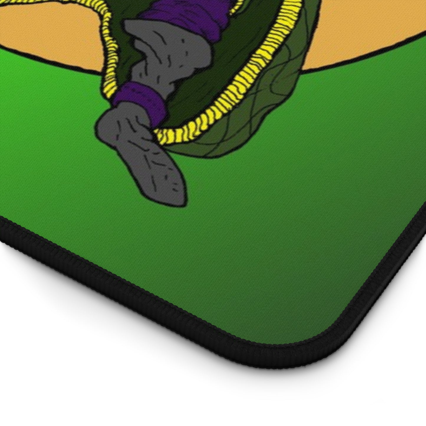 Wizard Desk Mat — Green & Gold Gaming Mouse Pad with Wizard Illustration