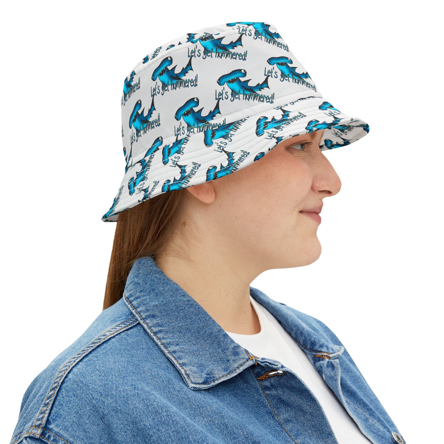 Bucket Hat - Let's Get Hammered Shark Drinking Crunk Design