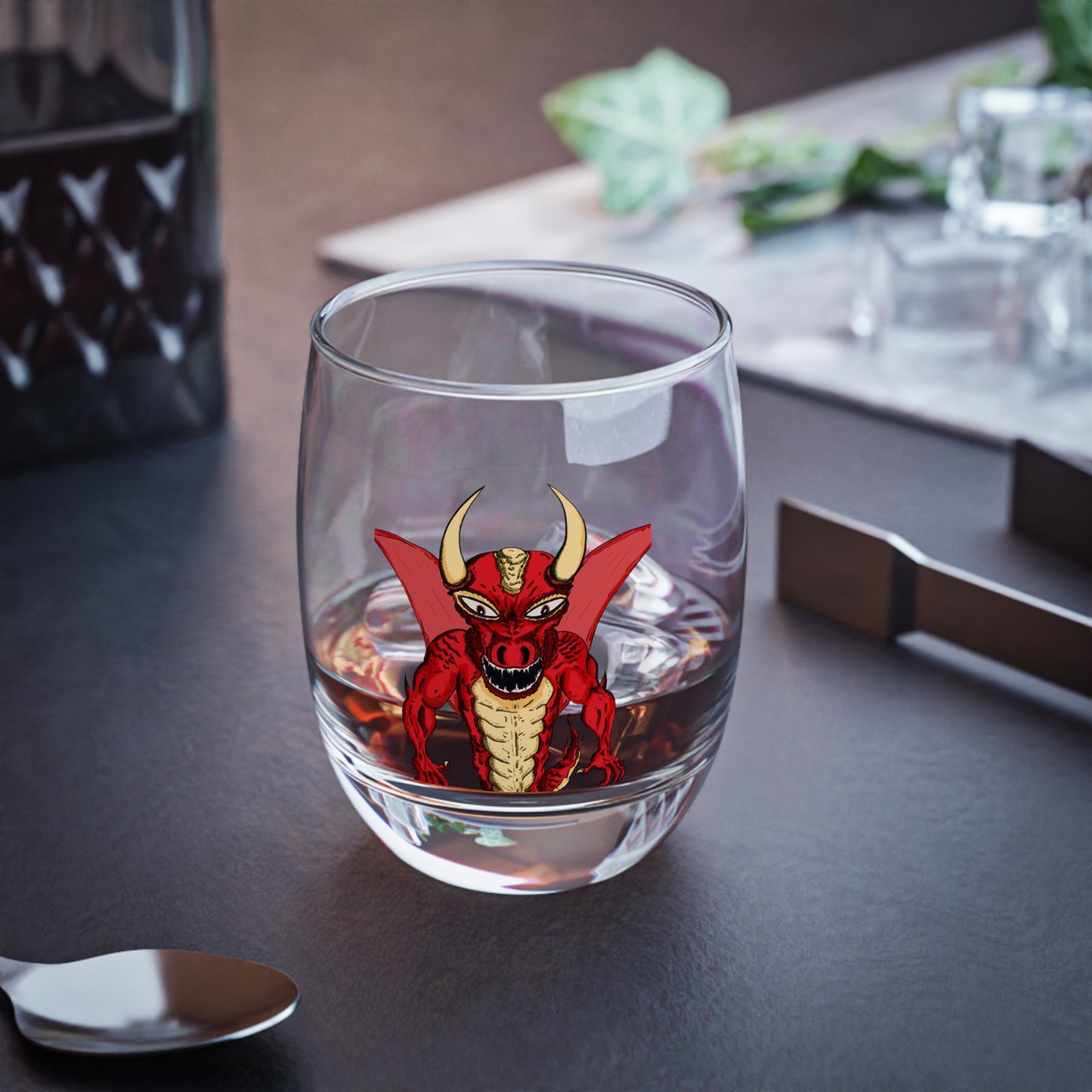 Demon Dragon Theme Whiskey Glass - Perfect for Gamers, Birthday Gift, Barware, Novelty Drinking Glass, Halloween Decor