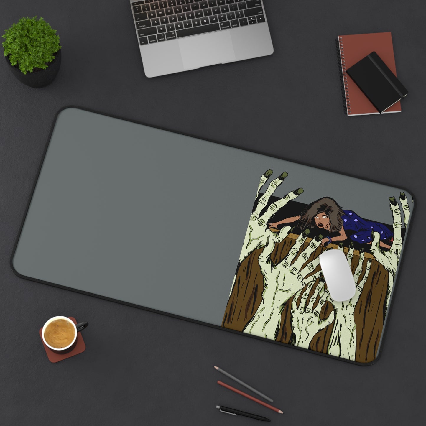 Creepy Zombie Hands Desk Mat | Halloween Decor, Gamer Accessories, Unique Office Gift, Spooky Home Office