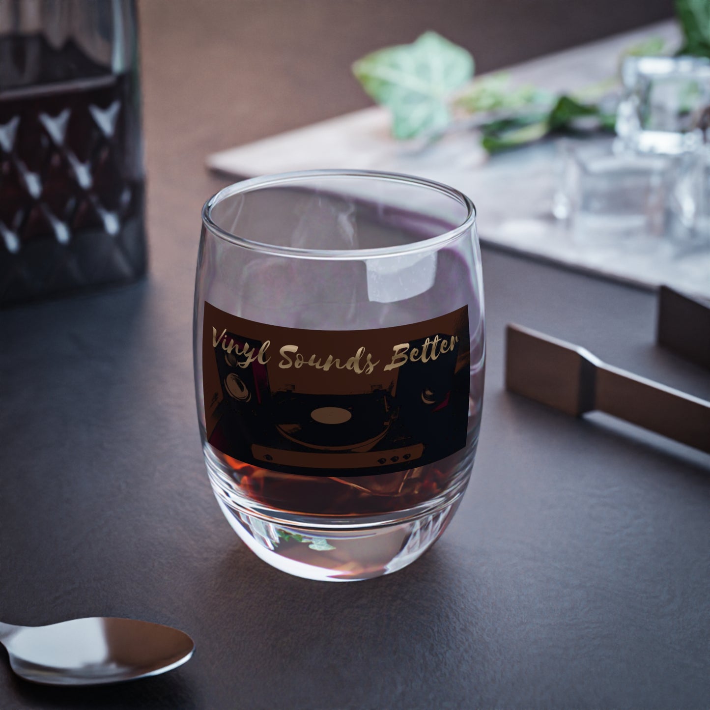 Vinyl Sounds Better Whiskey Glass — Retro Turntable Whiskey Tumbler for Music Lovers