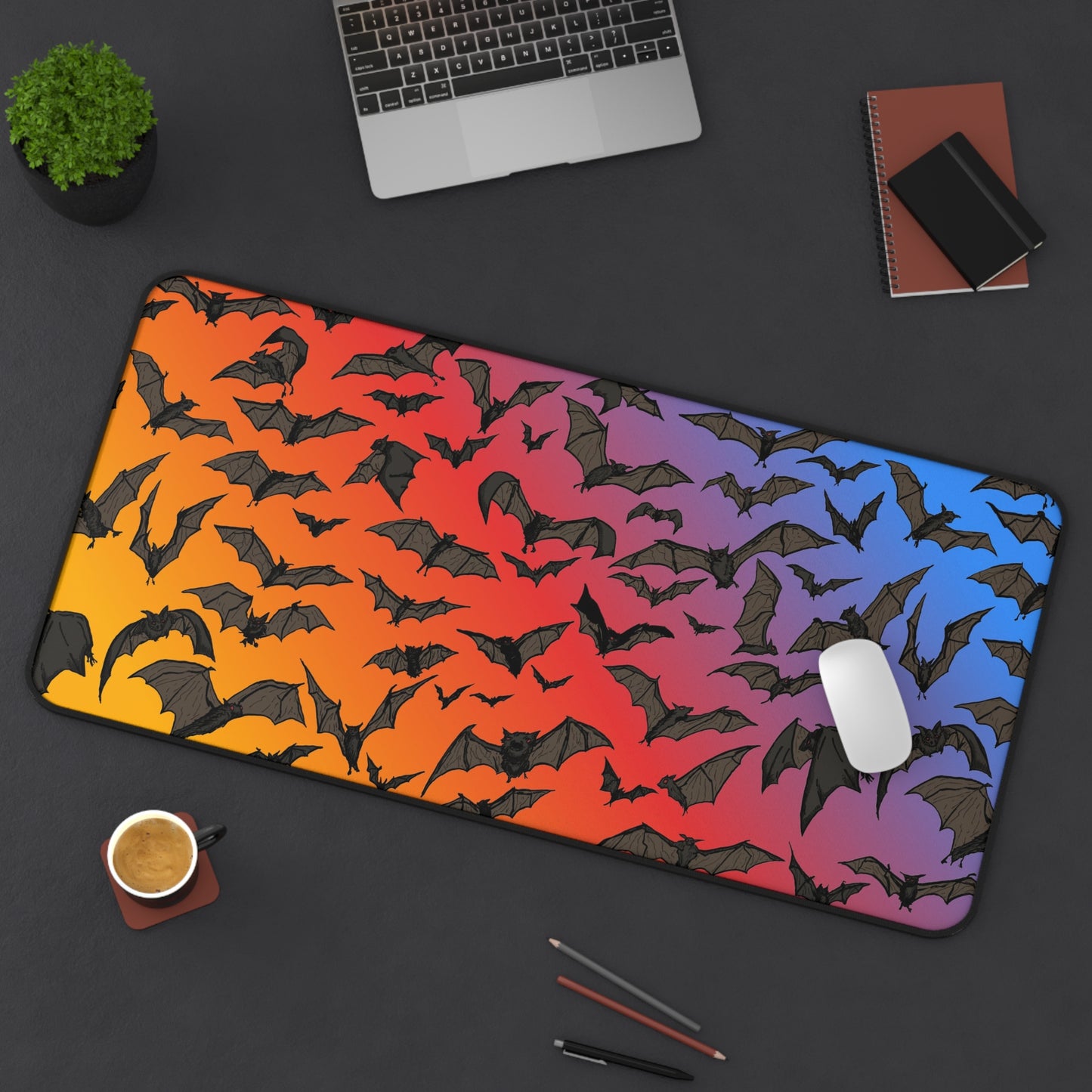 Bat Desk Mat — Halloween Bat Pattern Mouse Pad for Gamers & Office