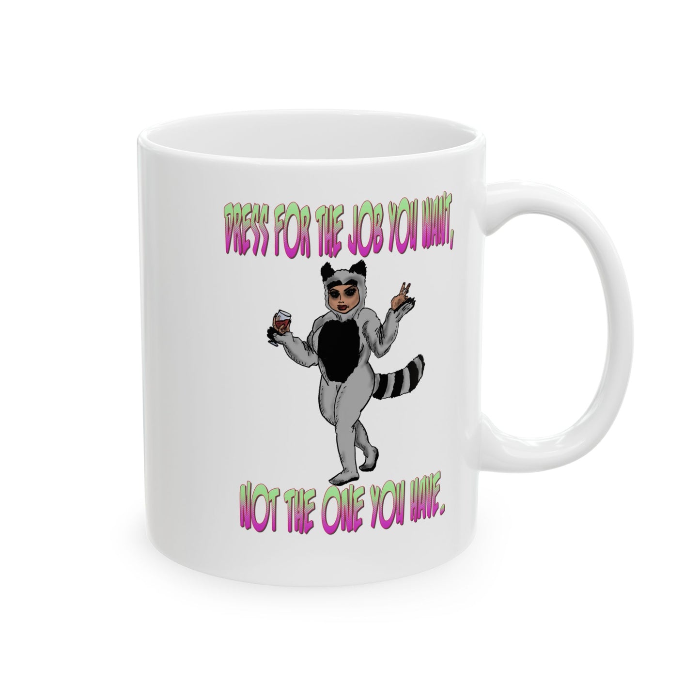 Humourous Whimsical Ceramic Mug with Fun Animal Pajama Design