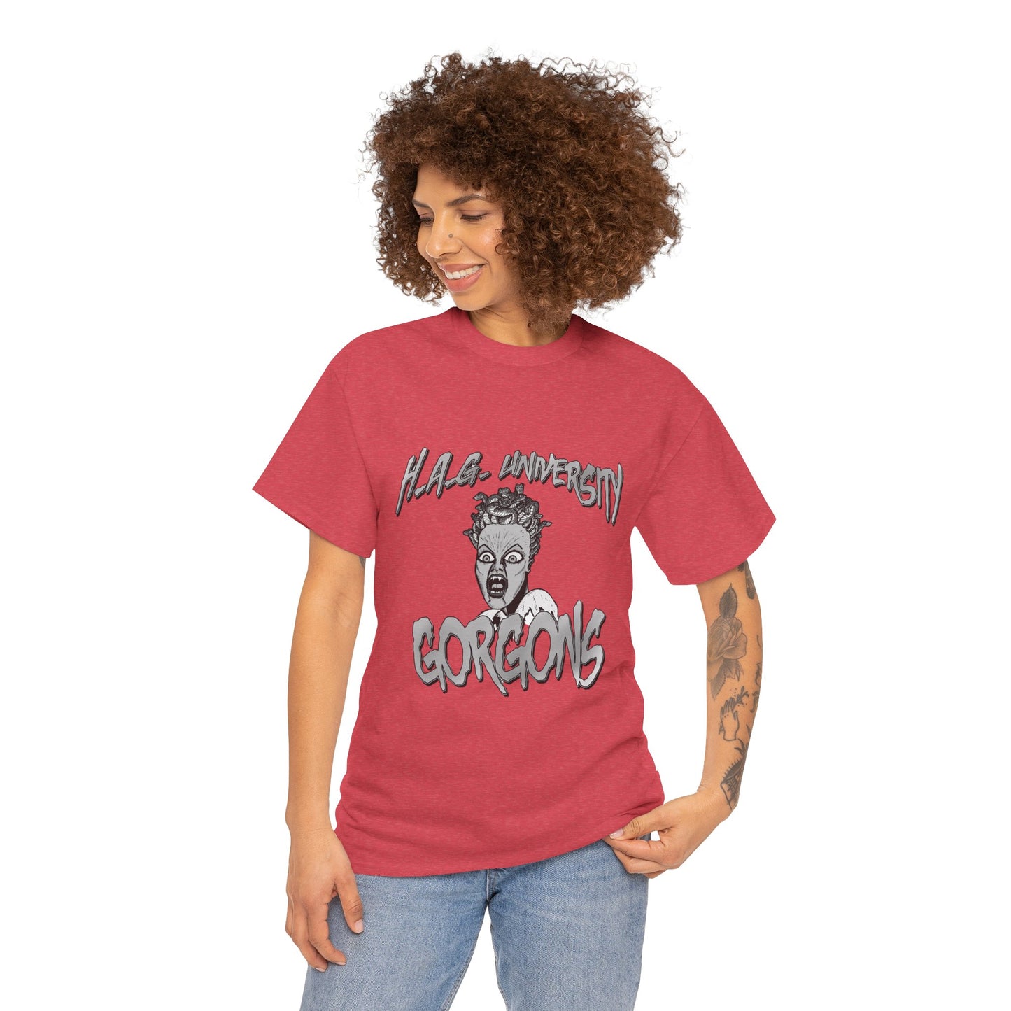 Graphic Tee with Gorgon Mascot - Greek Mythology University Unisex Shirt