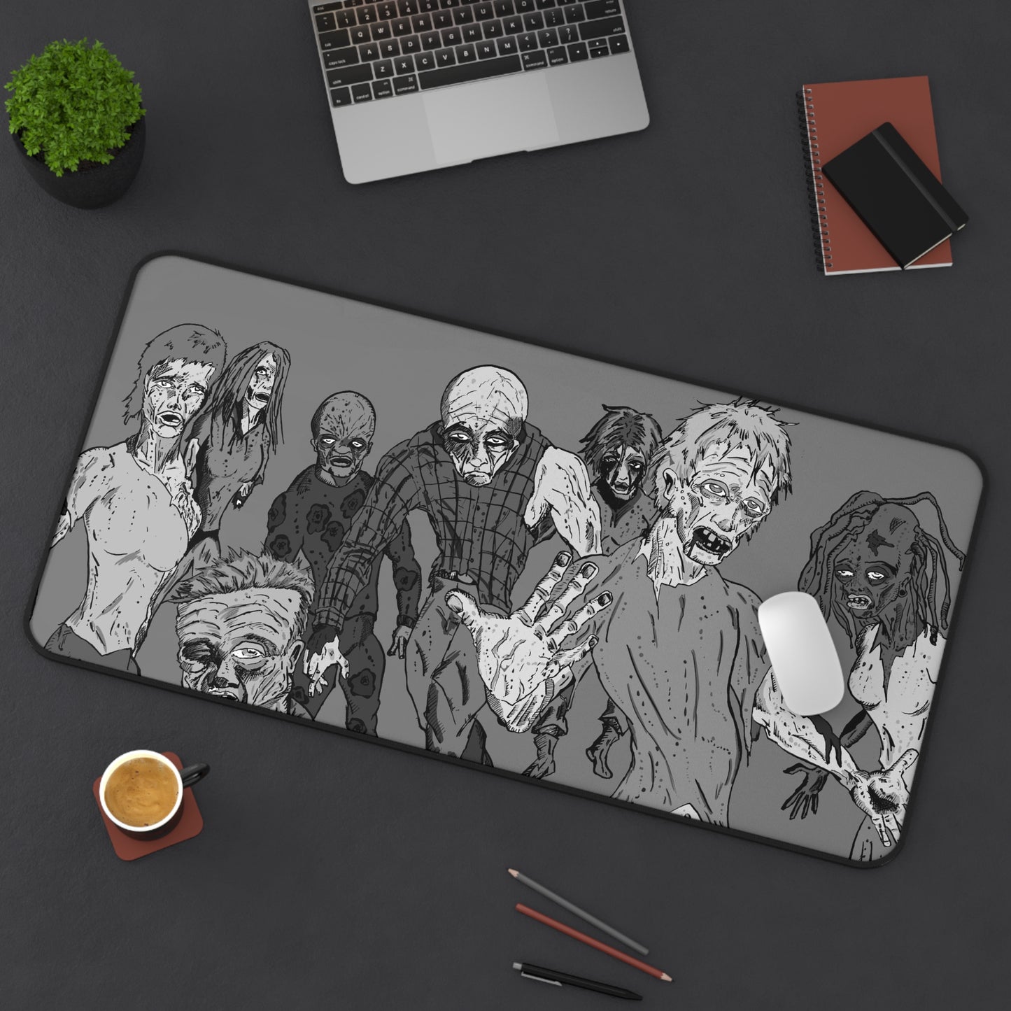 Zombie Incursion - Black & White Remix - Desk Mat