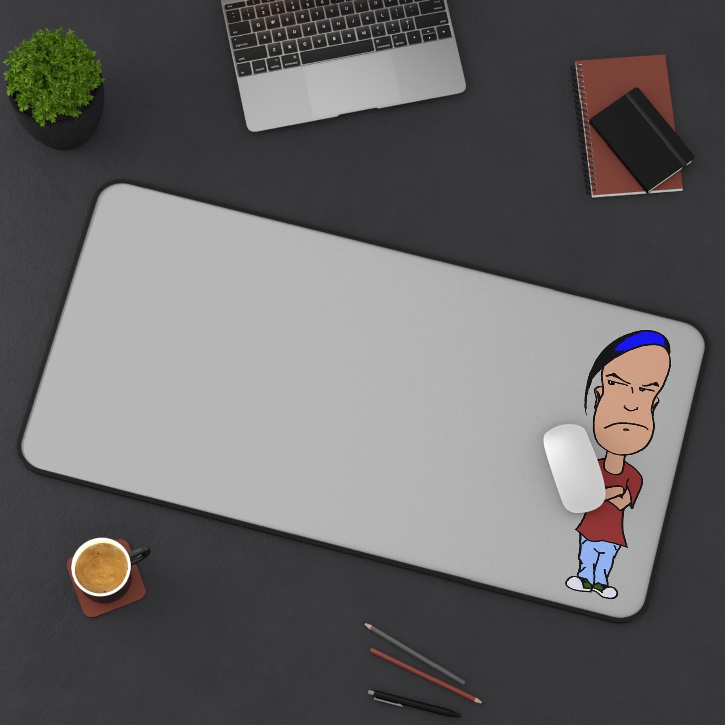 Funny Smug Cartoon Desk Mat, Unique Office Decor, Gamer Gift, Work From Home Accessory, Humor Desk Pad