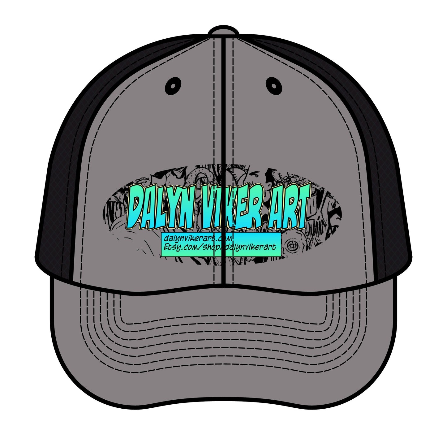 Dalyn Viker Art - Retro Trucker Hat, Stylish Headwear, Outdoor Gear, Festival Fashion, Gift for Him/Her, Vintage Cap