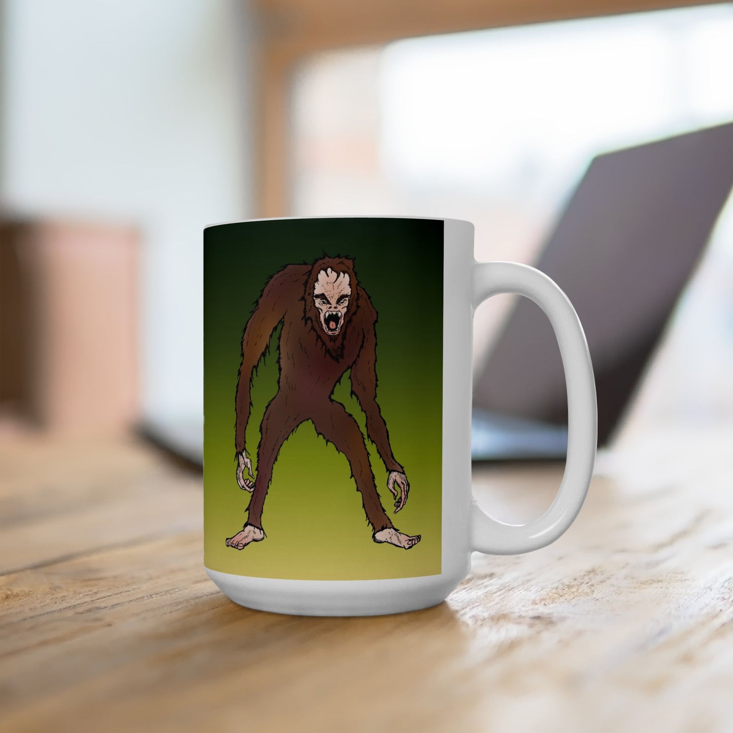 Bigfoot Encounter - Gradient Ceramic Mug – Cute Lizard Coffee Cup (11oz, 15oz)
