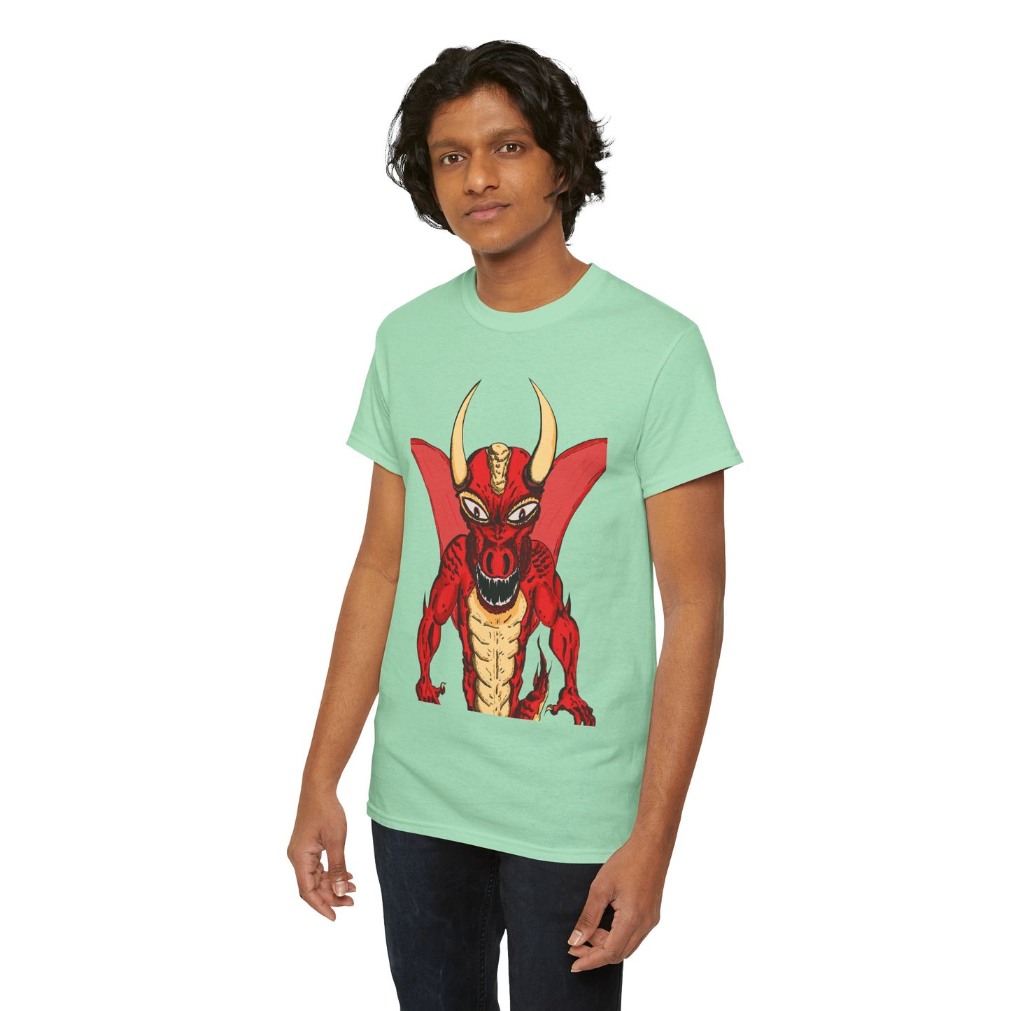 Bold Red Dragon Unisex Heavy Cotton Tee | Graphic Shirt for Anime Fans, Party Wear, Casual Outfit, Gift for Him/Her