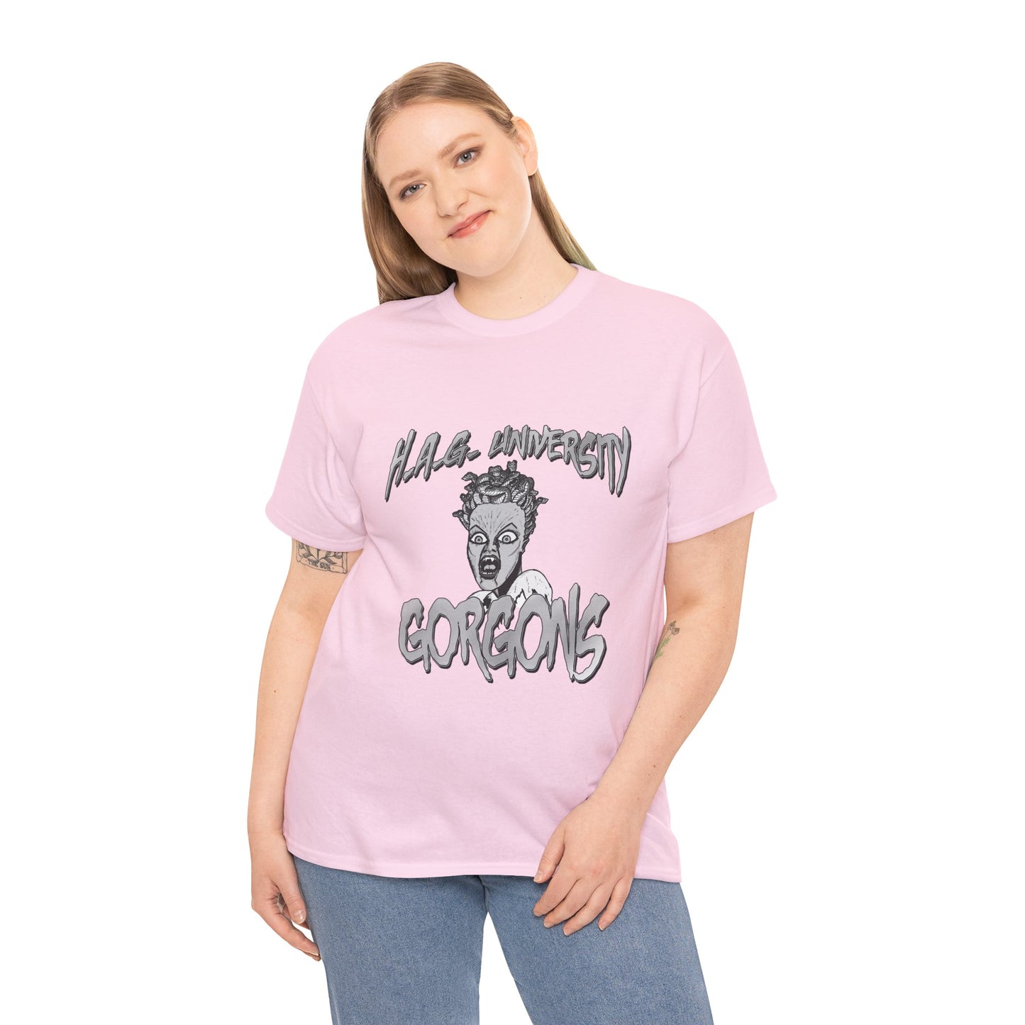 Graphic Tee with Gorgon Mascot - Greek Mythology University Unisex Shirt