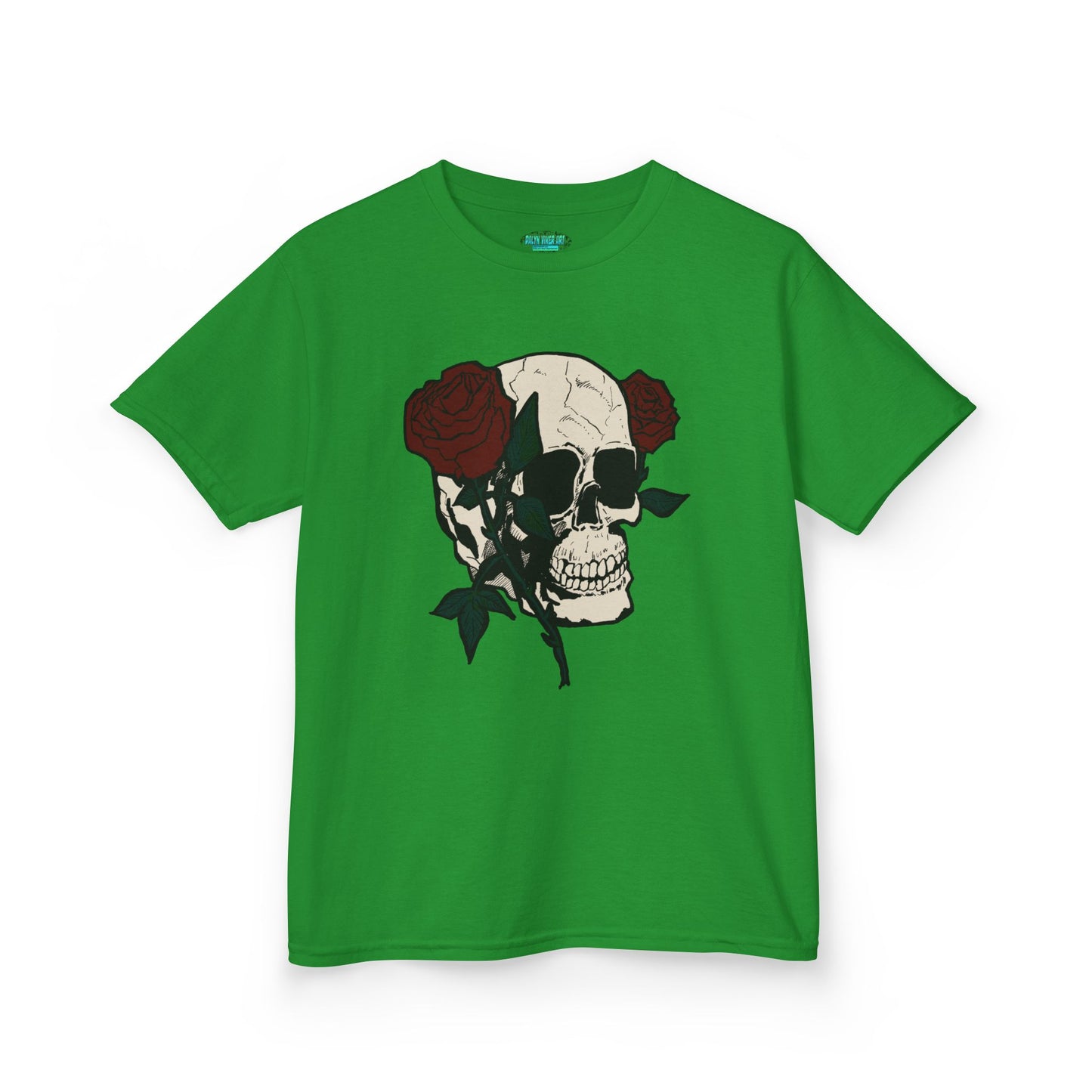Kids Heavy Cotton Tee - Skull and Roses Graphic Tee for Trendy Kids
