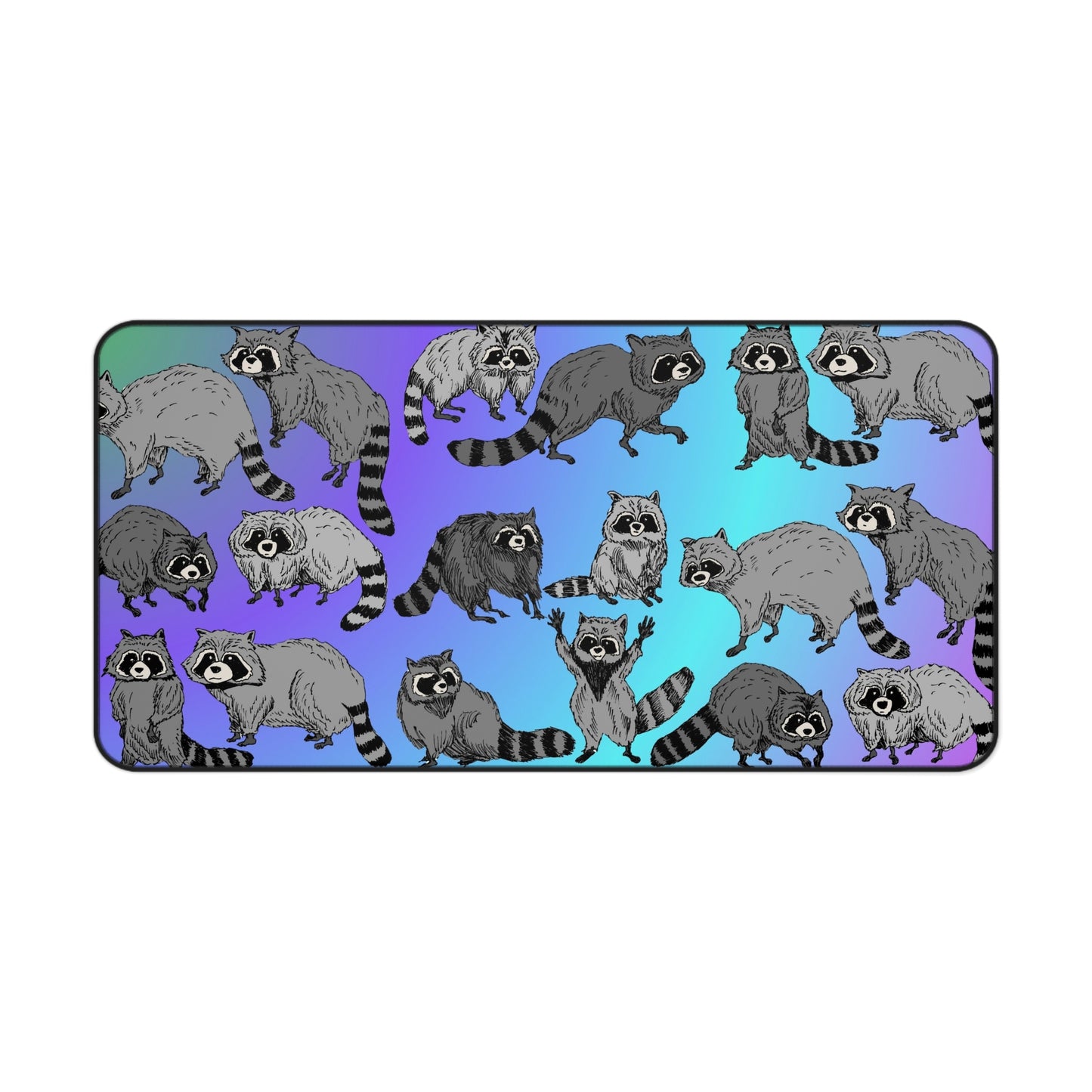 Raccoon Pattern Desk Mat — Cute Woodland Critter Mouse Pad for Home Office