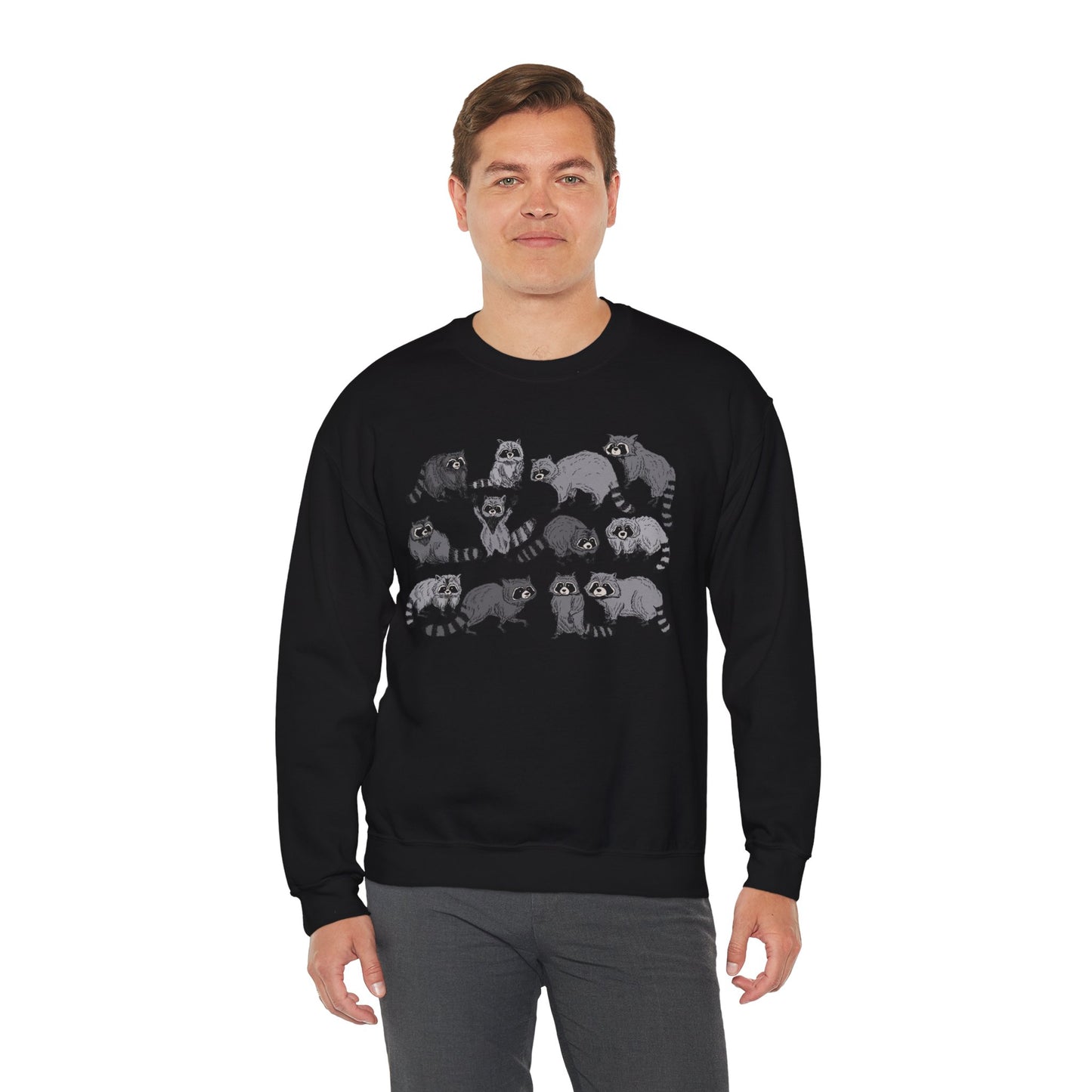 Playful Raccoon Crewneck Sweatshirt - Unisex Heavy Blend