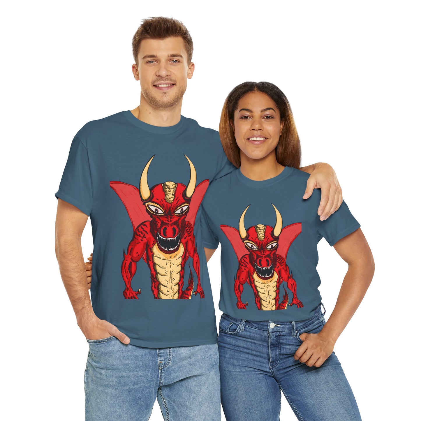 Bold Red Dragon Unisex Heavy Cotton Tee | Graphic Shirt for Anime Fans, Party Wear, Casual Outfit, Gift for Him/Her