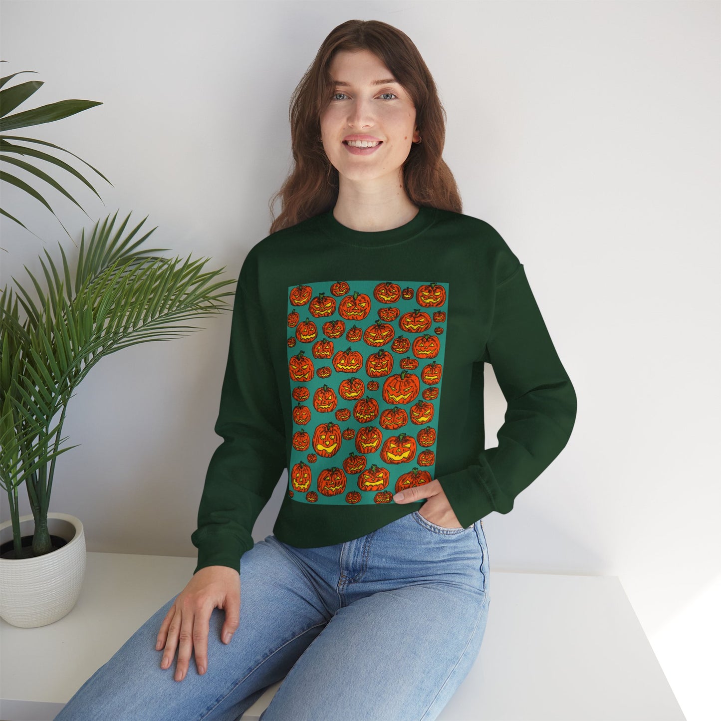 Halloween Pumpkin Crewneck Sweatshirt