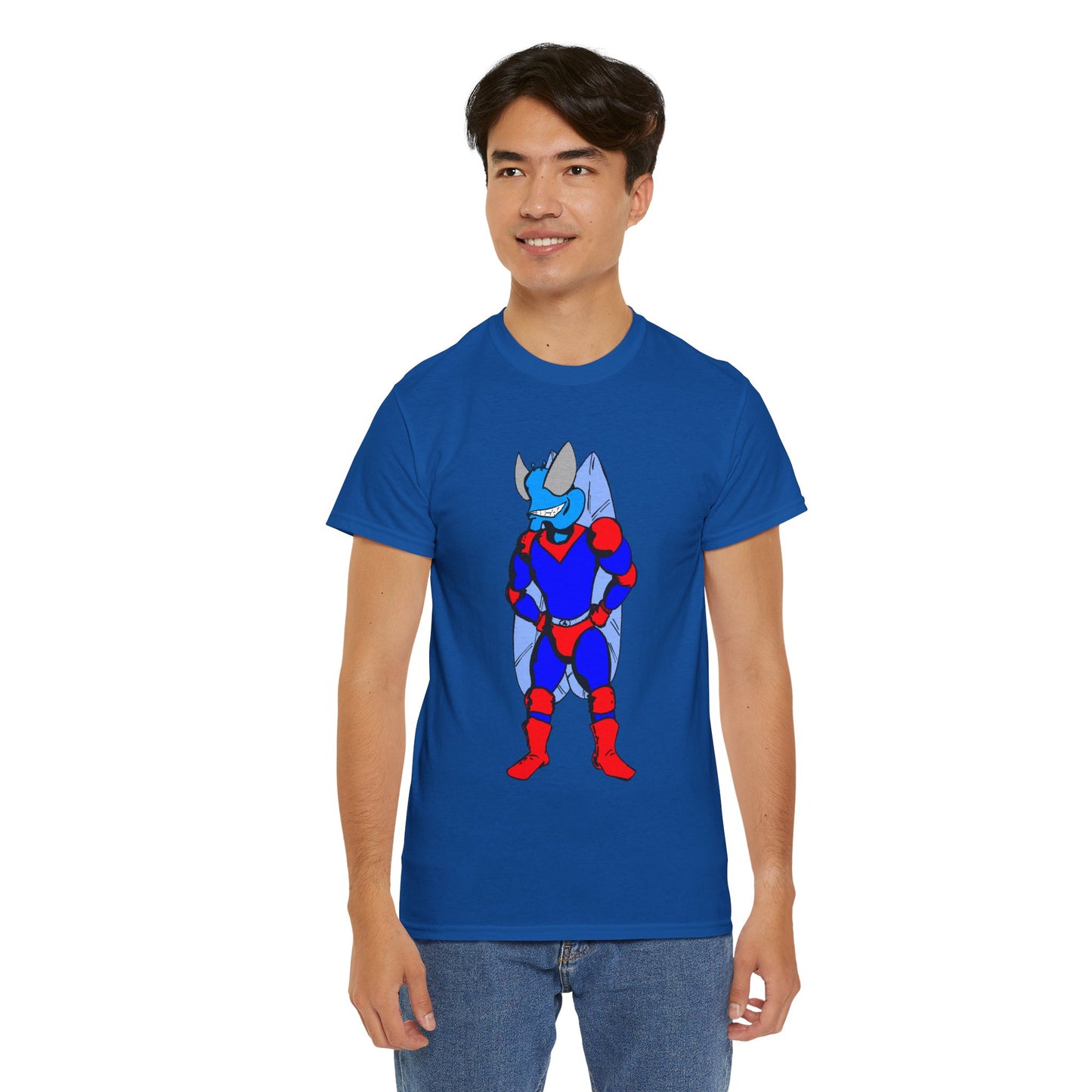 Astro-Fly Hero Graphic Tee - Blue & Red Superhero T-Shirt