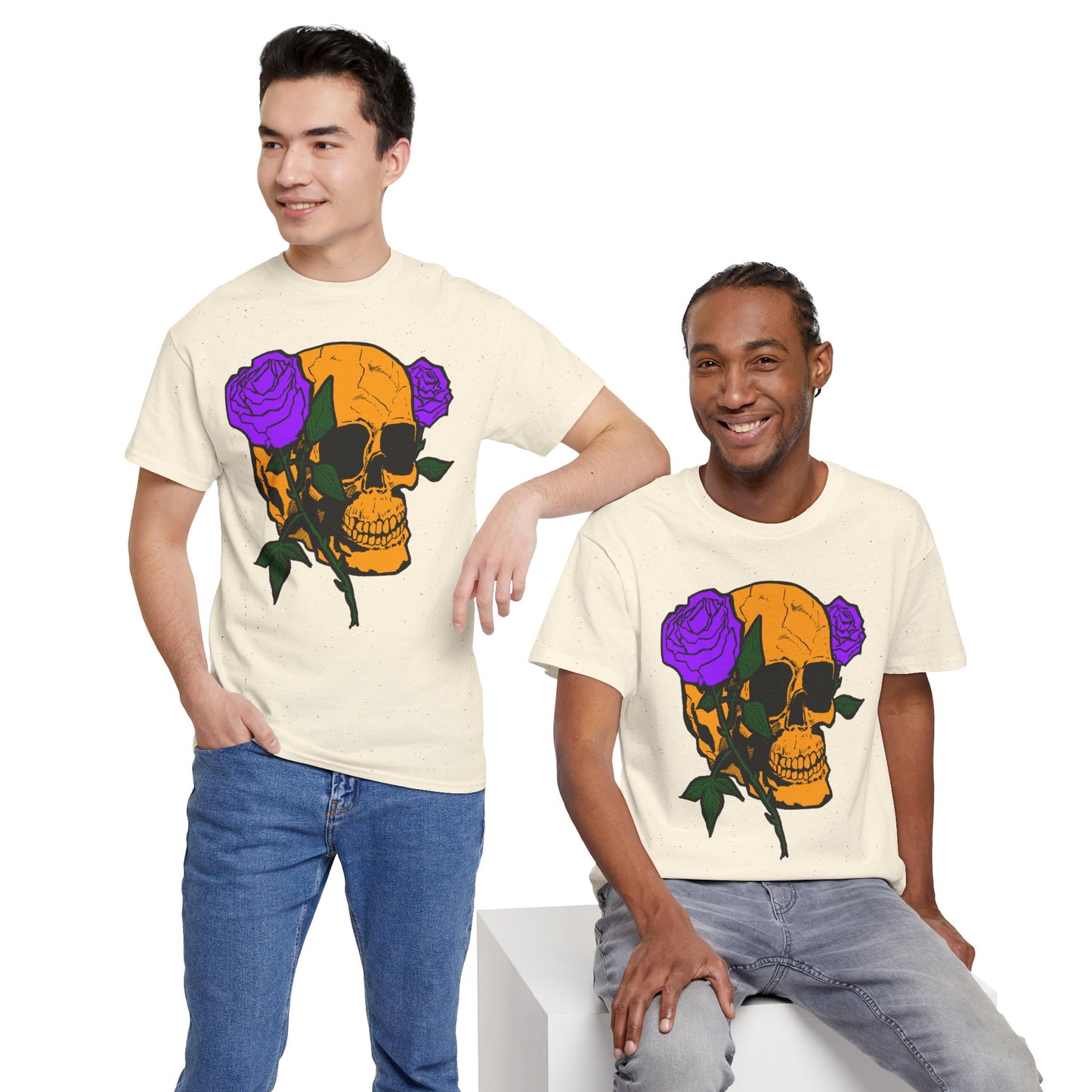 Skull and Roses Unisex Tee, Gothic Aesthetic Shirt, Vintage Graphic T-Shirt, Streetwear Essentials, Edgy Casual Wear