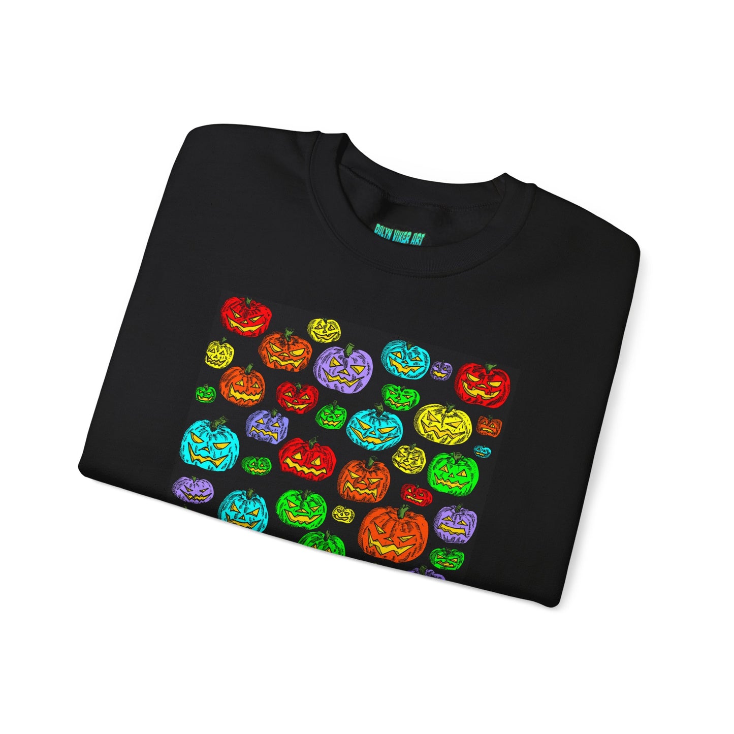 Halloween Colorful Pumpkin Graphic Crewneck Sweatshirt