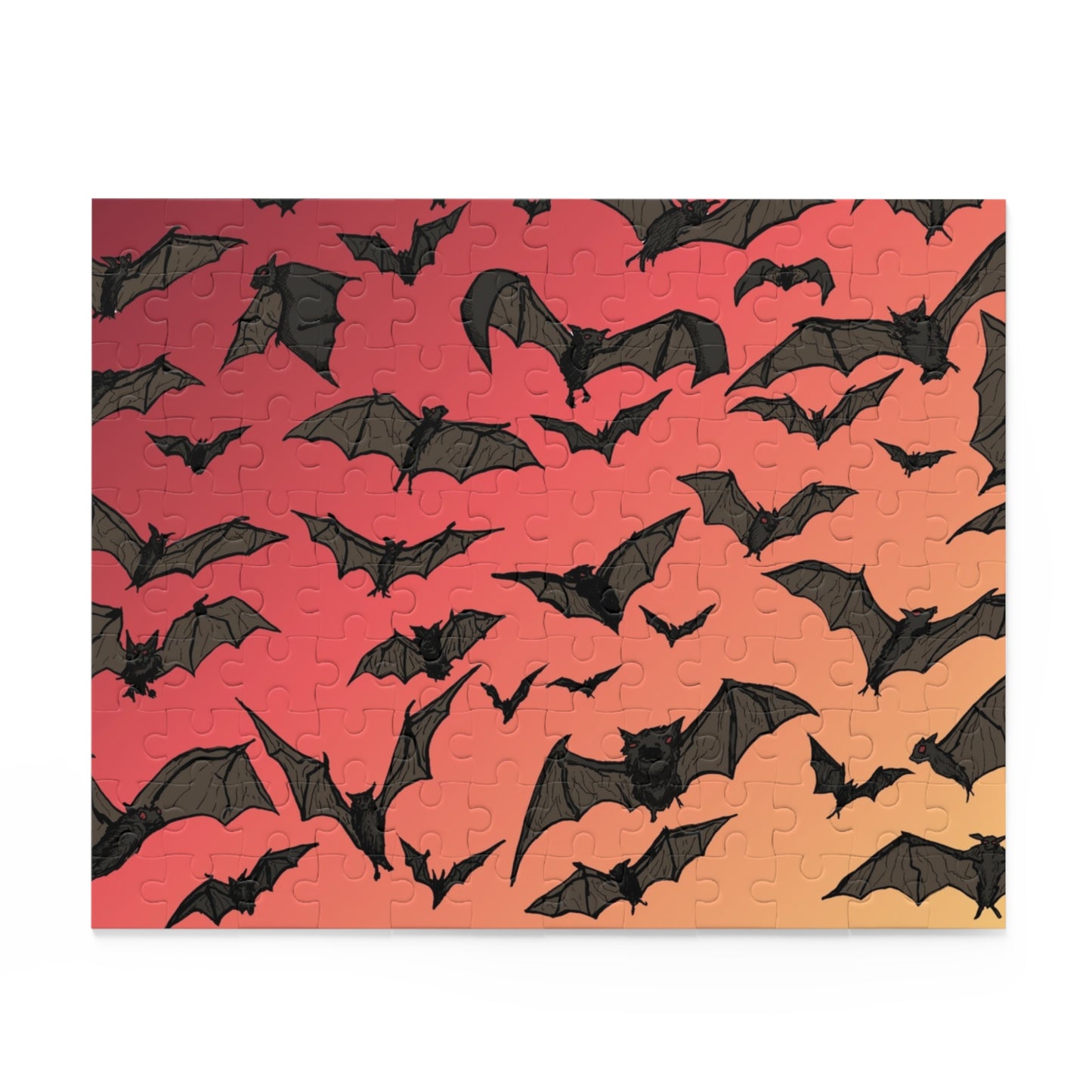 Bat Swarm Gradient Puzzle — 120/252/500-Piece Halloween Jigsaw