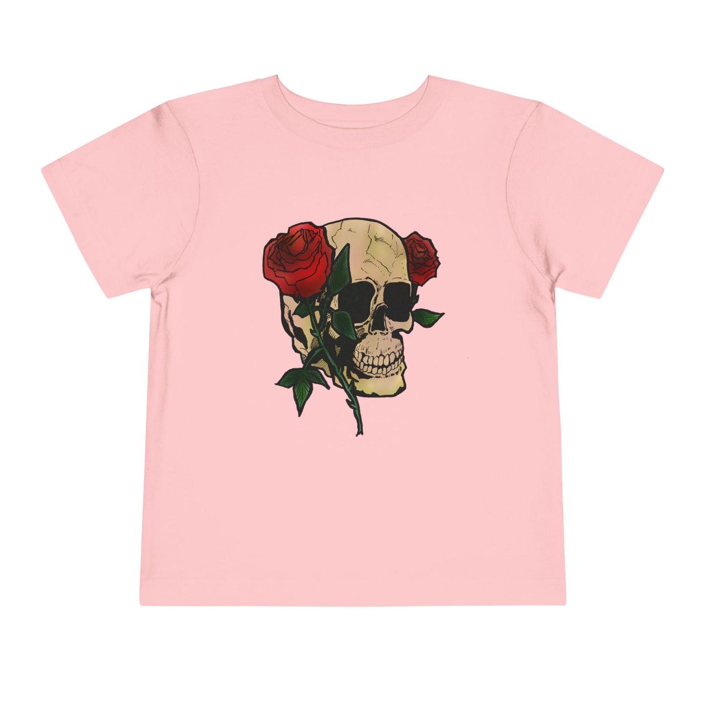 Toddler Tee — Skull with Red Roses Graphic