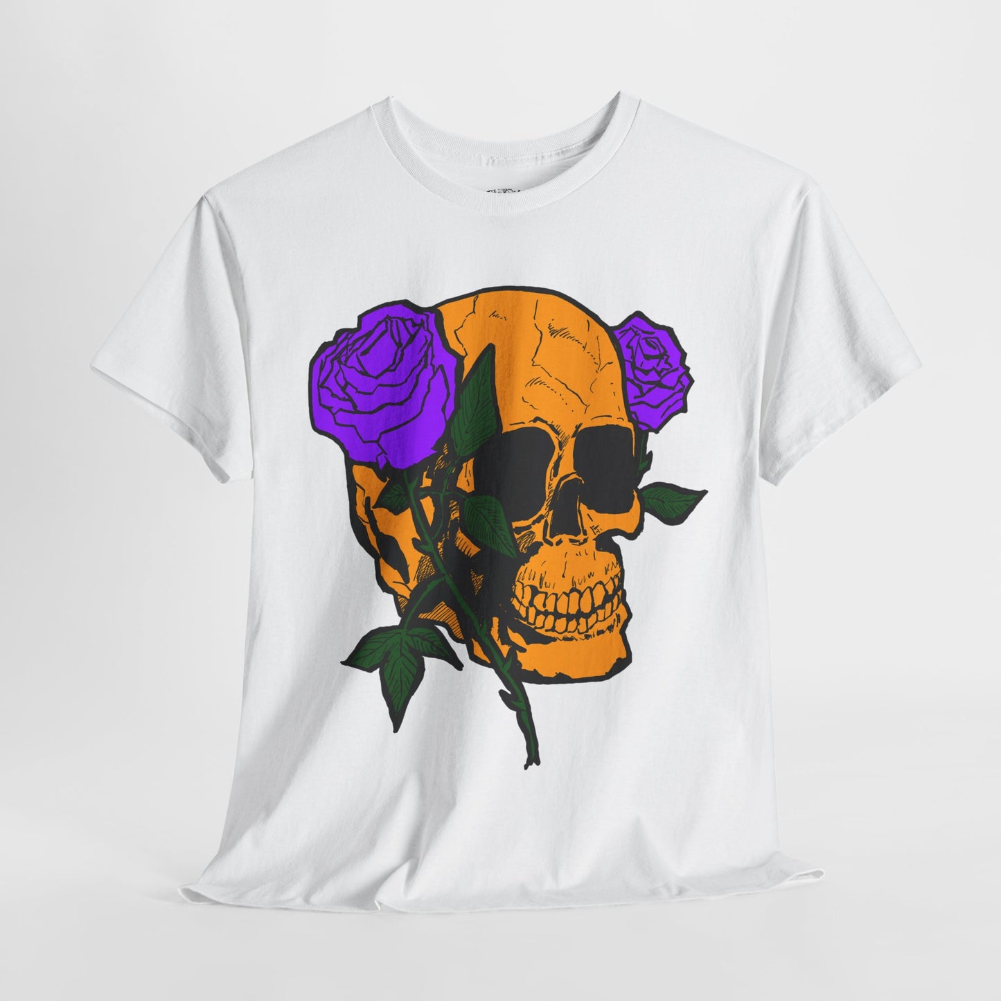 Skull and Roses Unisex Tee, Gothic Aesthetic Shirt, Vintage Graphic T-Shirt, Streetwear Essentials, Edgy Casual Wear