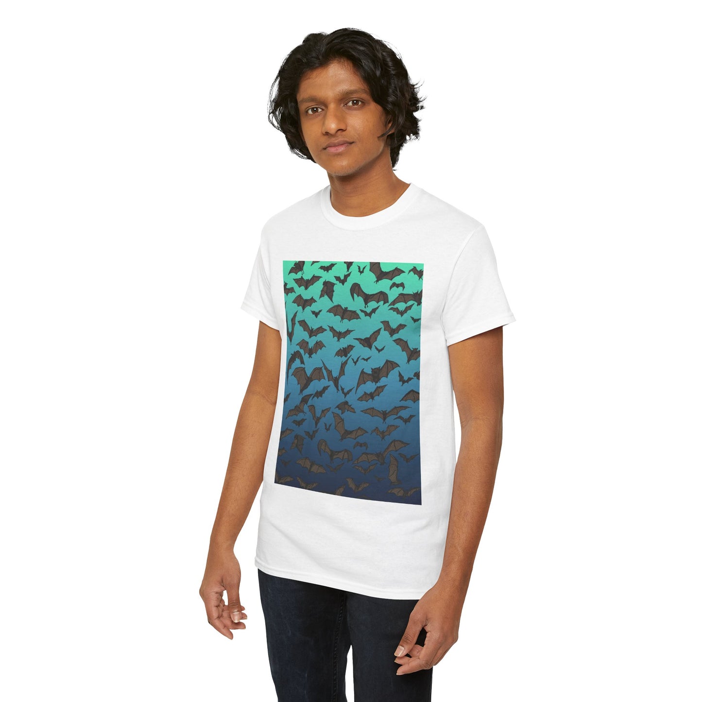 Bat Swarm Graphic Tee — Gradient Night Flight T-Shirt