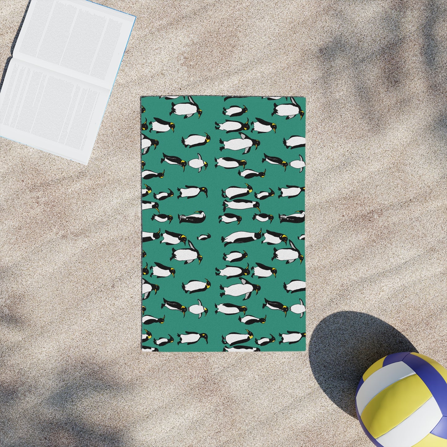 Rookery of Penguins - Greenish - Beach Towel