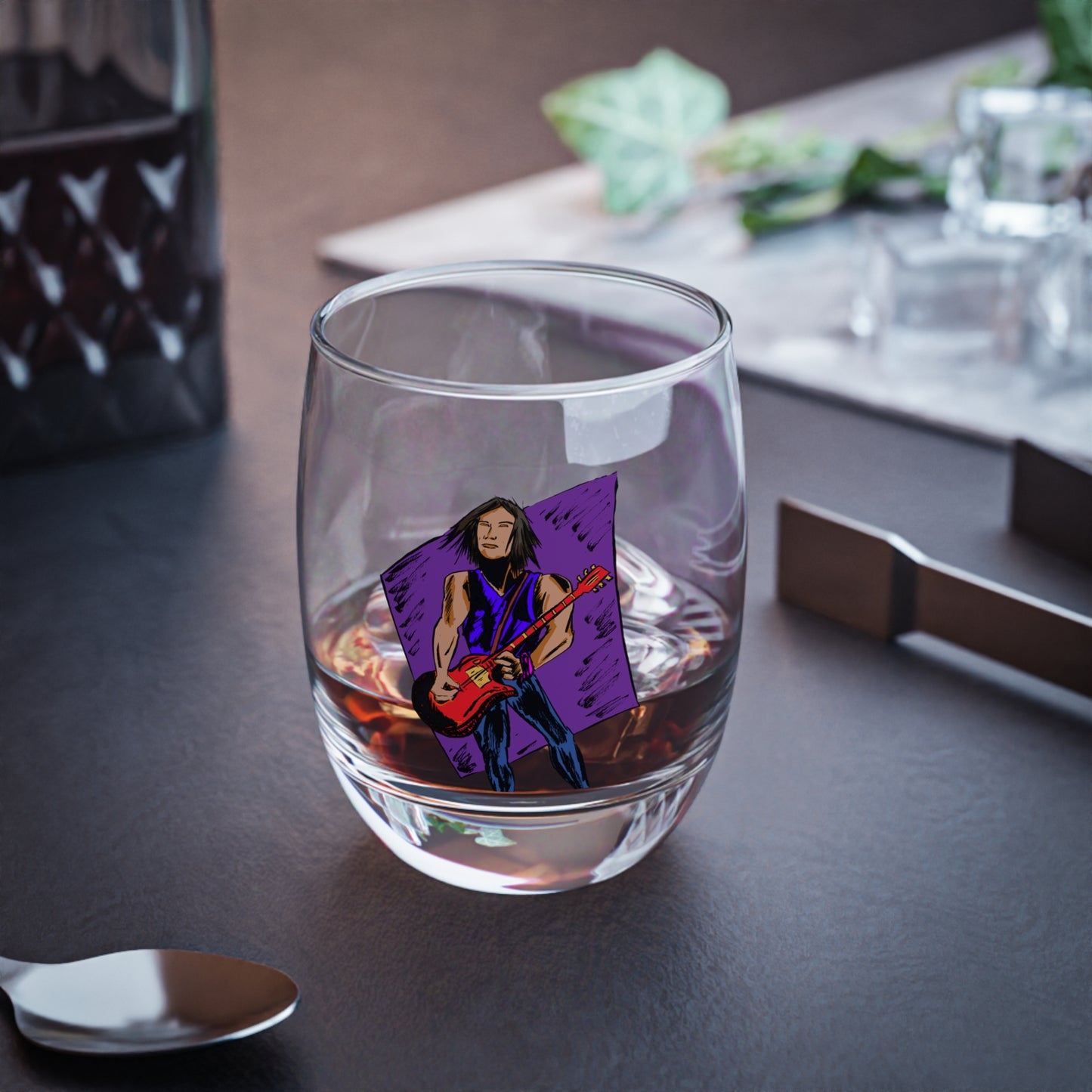 Rock Star Whiskey Glass, Unique Gift for Musicians, Home Bar Essential, Birthday, Celebration Drinkware, Retro Style Tumbler