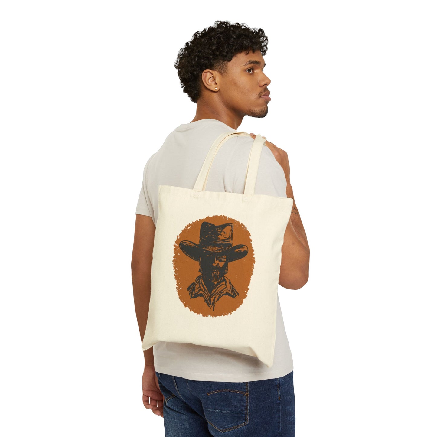 Old West Cowboy Cotton Canvas Tote Bag