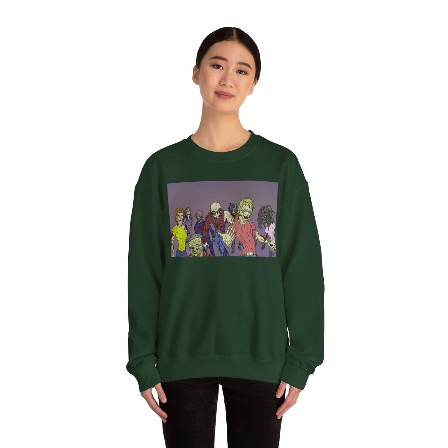 Zombie-Themed Unisex Crewneck Sweatshirt - Perfect for Halloween and Horror Lovers