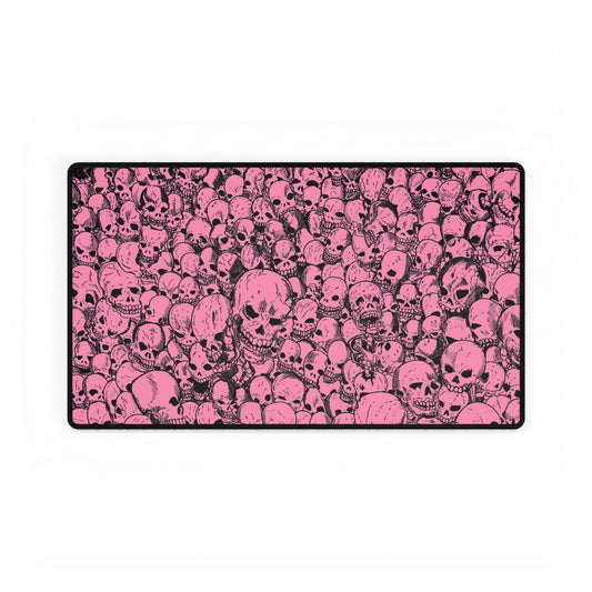 Pink Gathering of Skulls Desk Mat — Gothic Gaming & Office Mouse Pad and Card Playing Mat